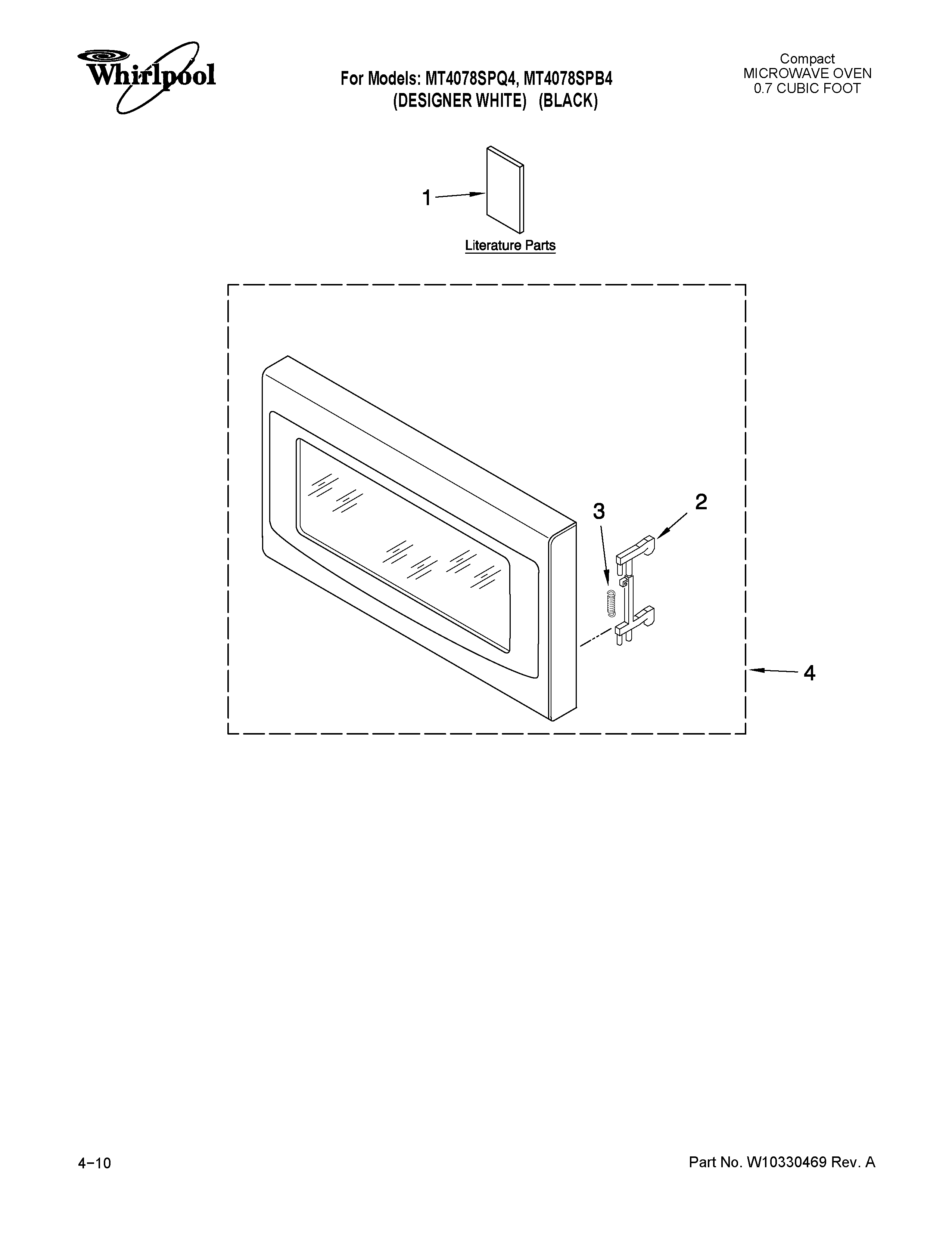 Whirlpool MT4078SPB4 door parts diagram