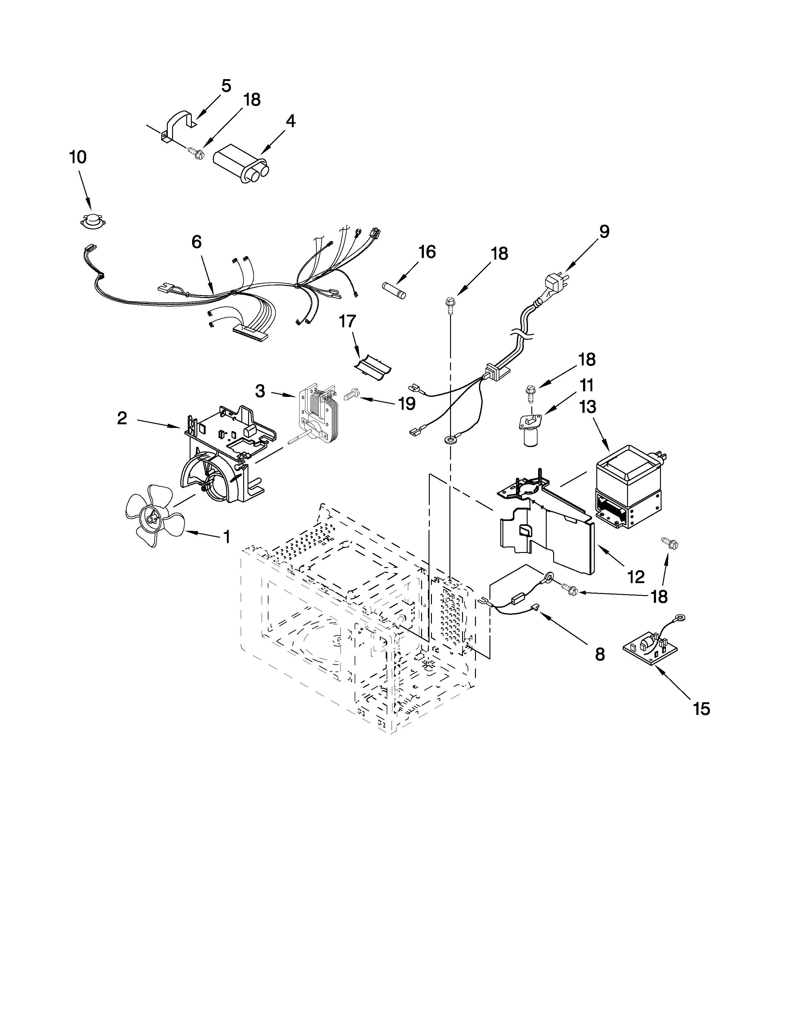Whirlpool MT4078SPB4 oven interior parts diagram