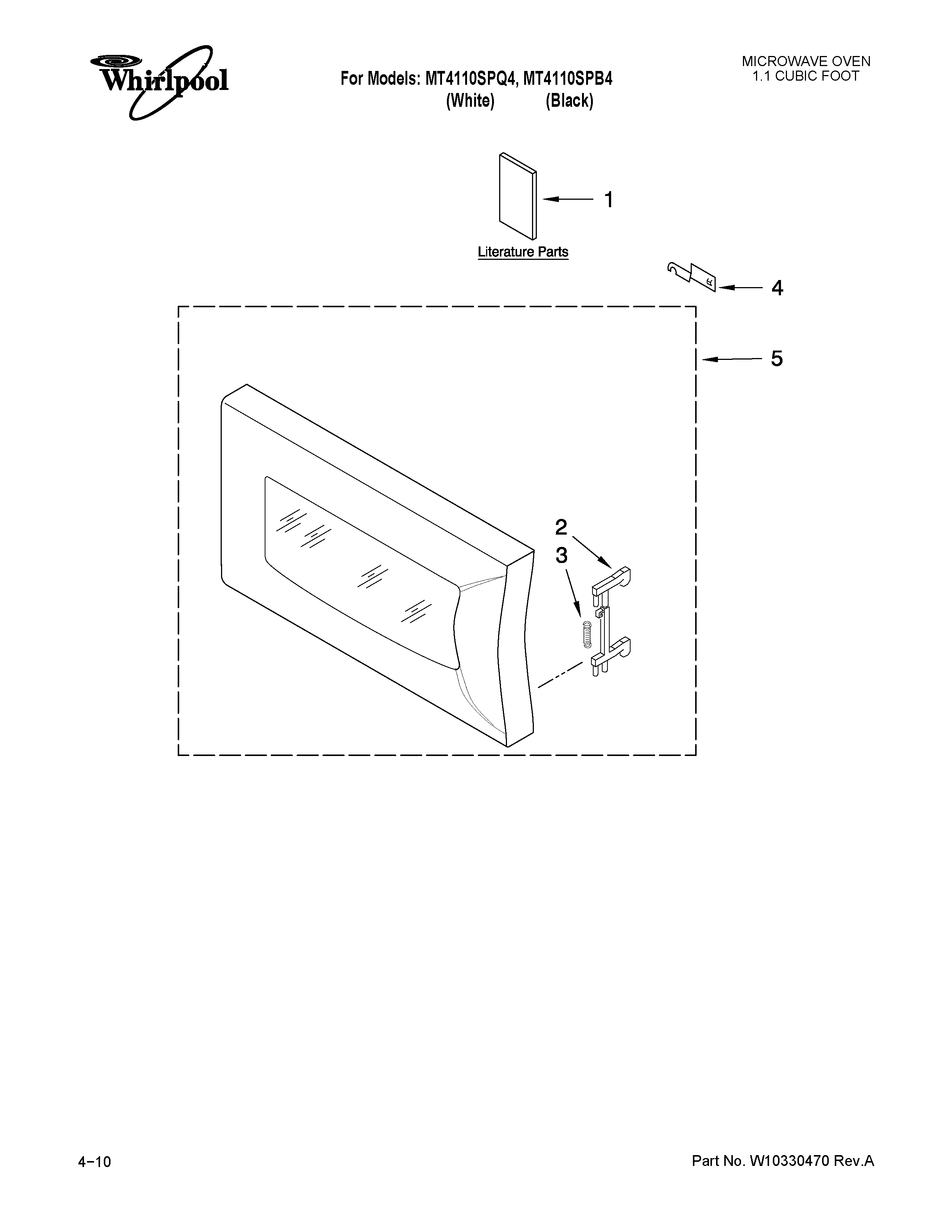 Whirlpool MT4110SPQ4 door parts diagram