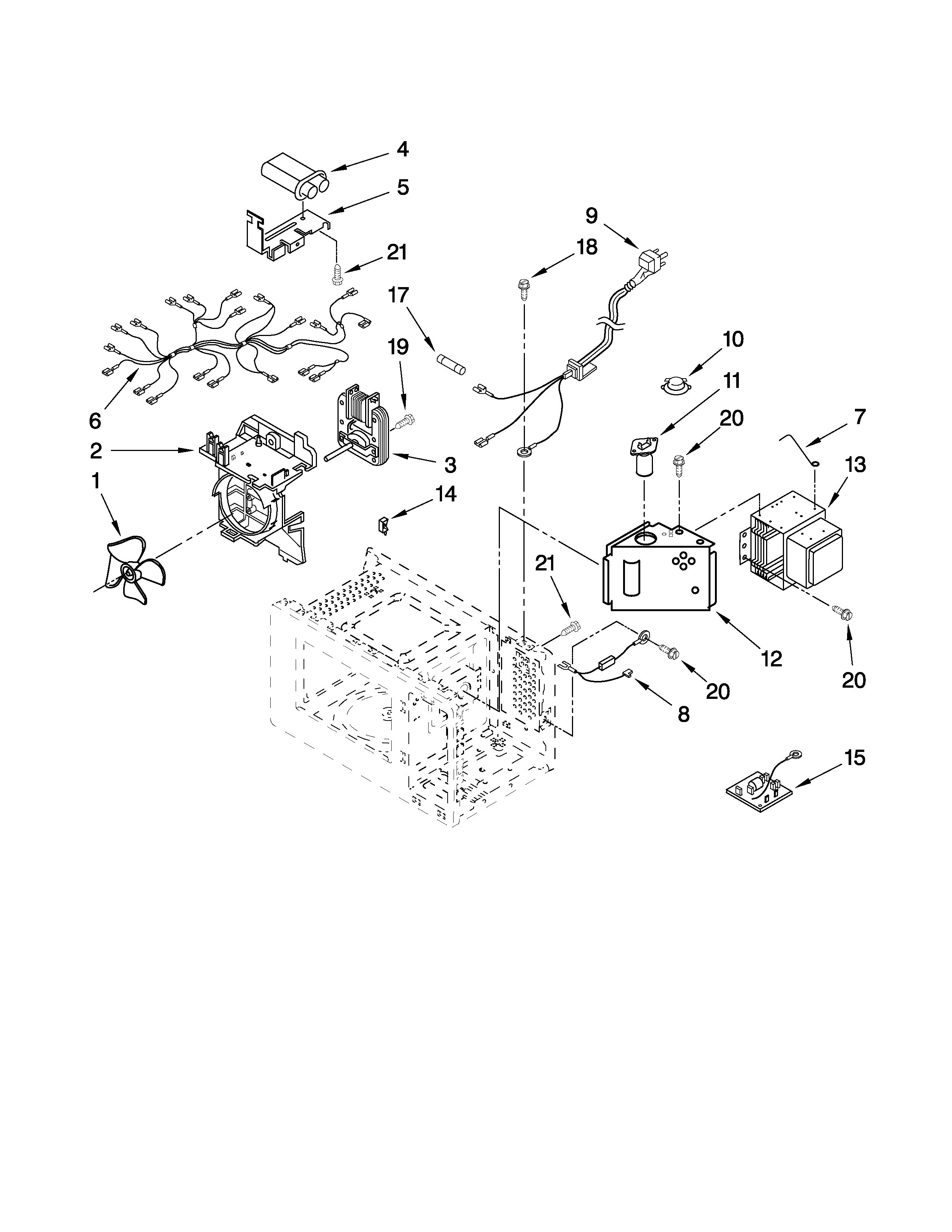 Whirlpool MT4110SPQ4 oven interior parts diagram