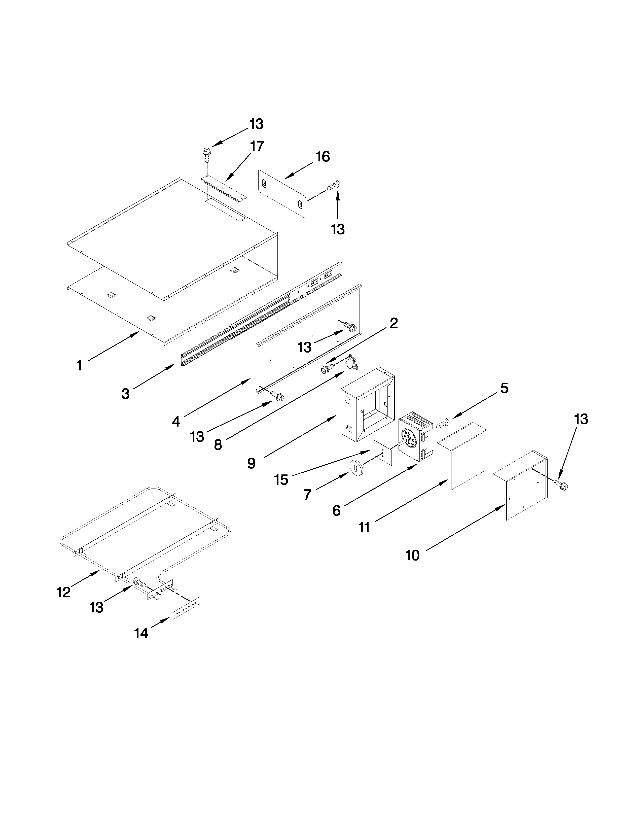 Jenn-Air JWD2030WS00 internal warming drawer parts diagram