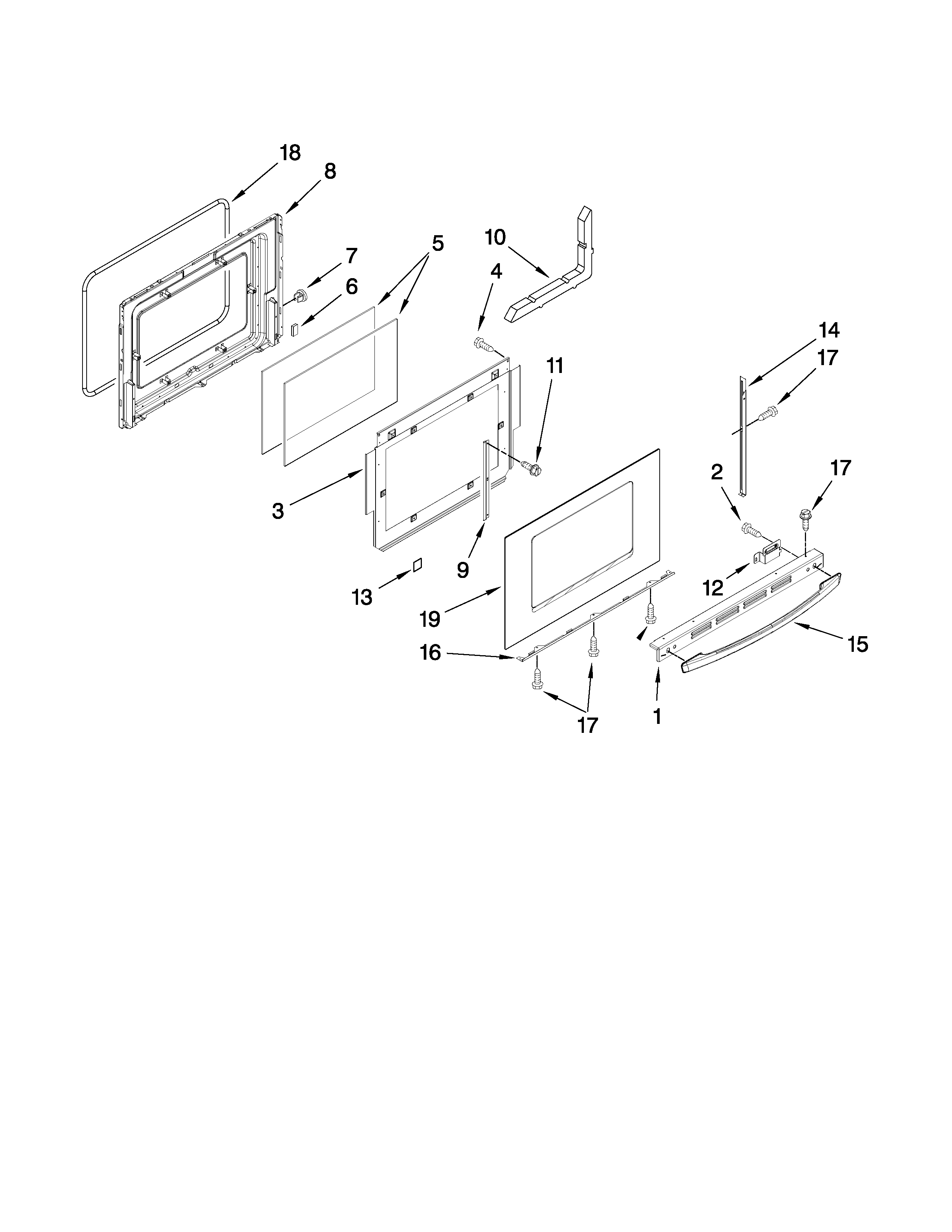 Maytag MES5552BAB16 door parts diagram