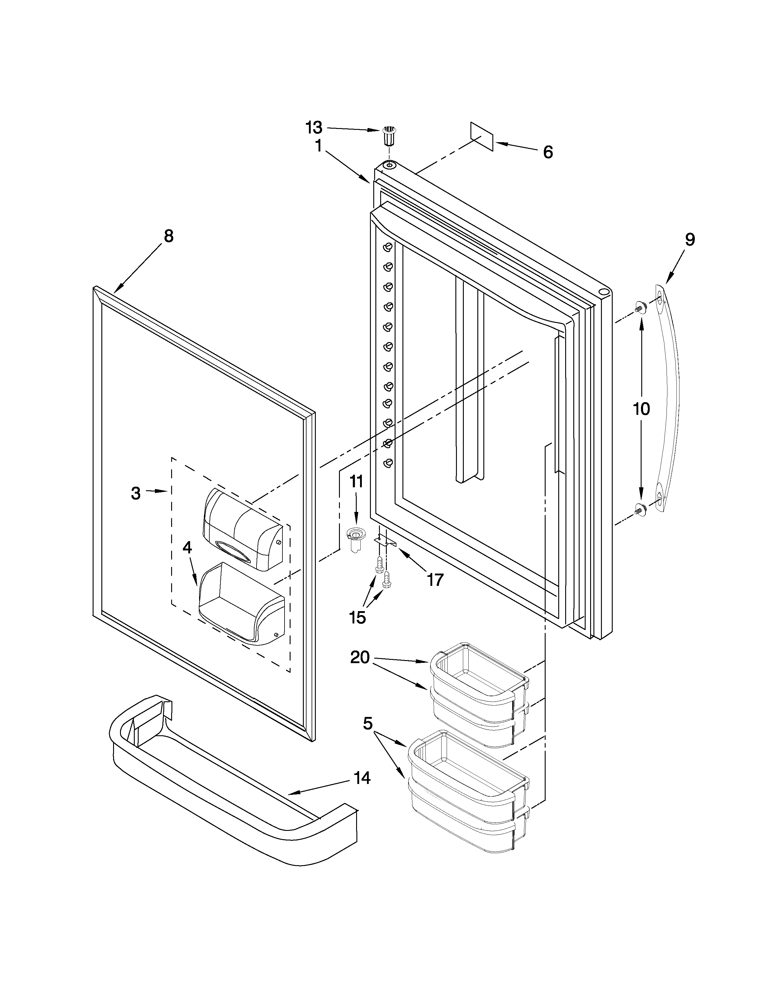 Whirlpool GB9FHDXWB00 refrigerator door parts diagram