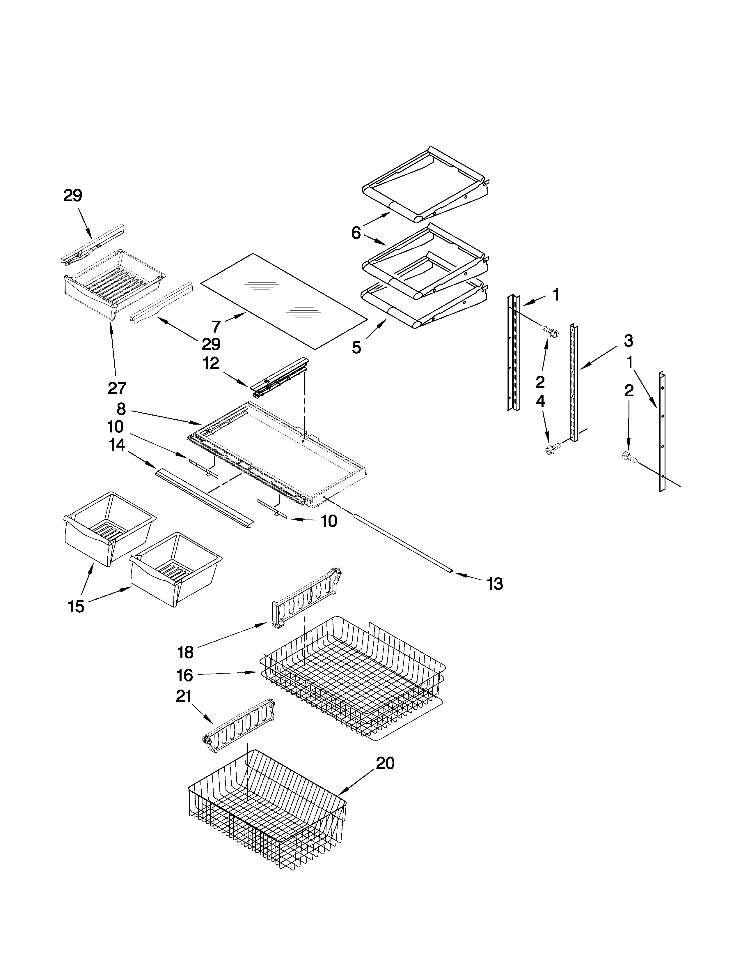 Whirlpool GB9FHDXWB00 shelf parts diagram