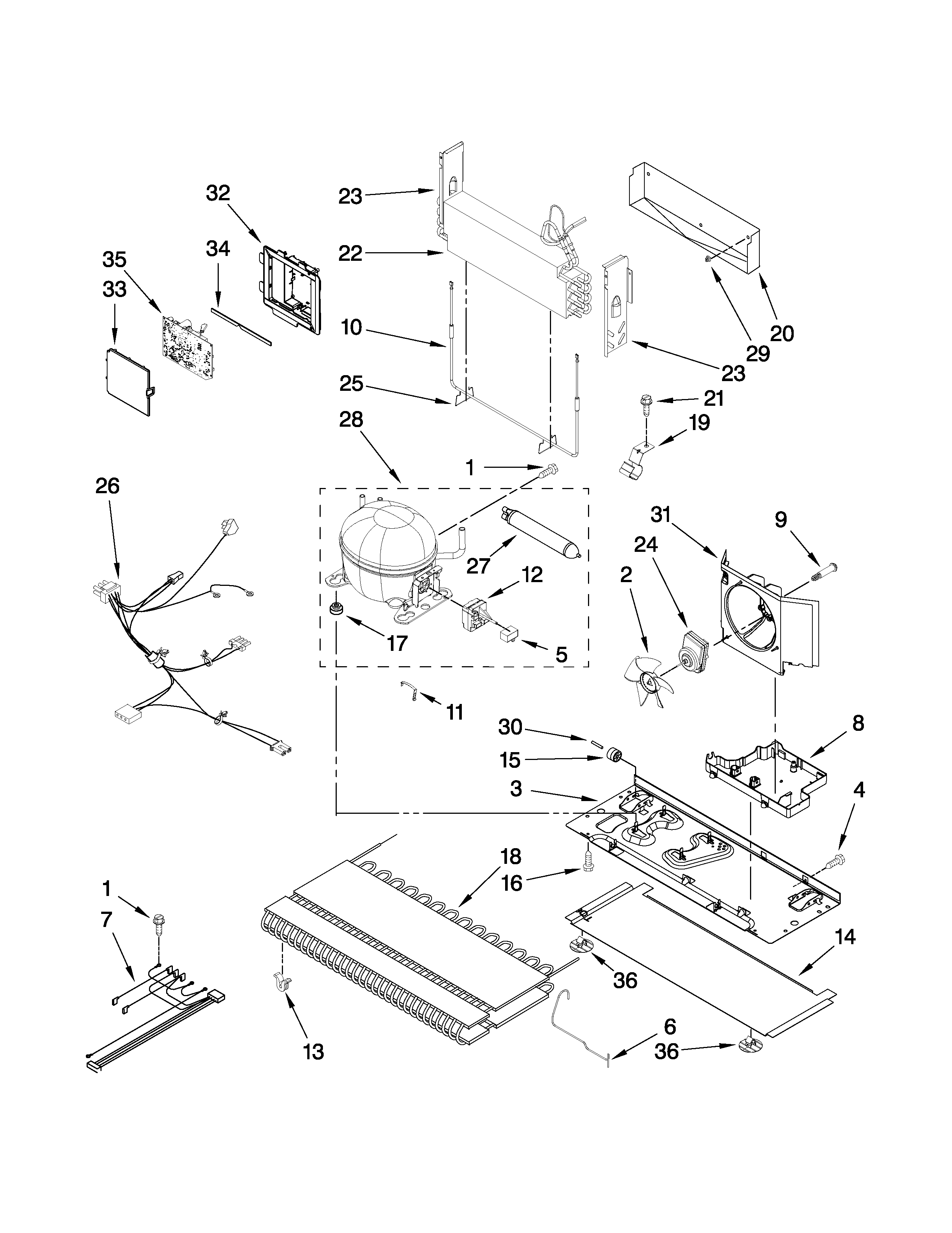 KitchenAid KBFS25EVMS4 unit parts diagram