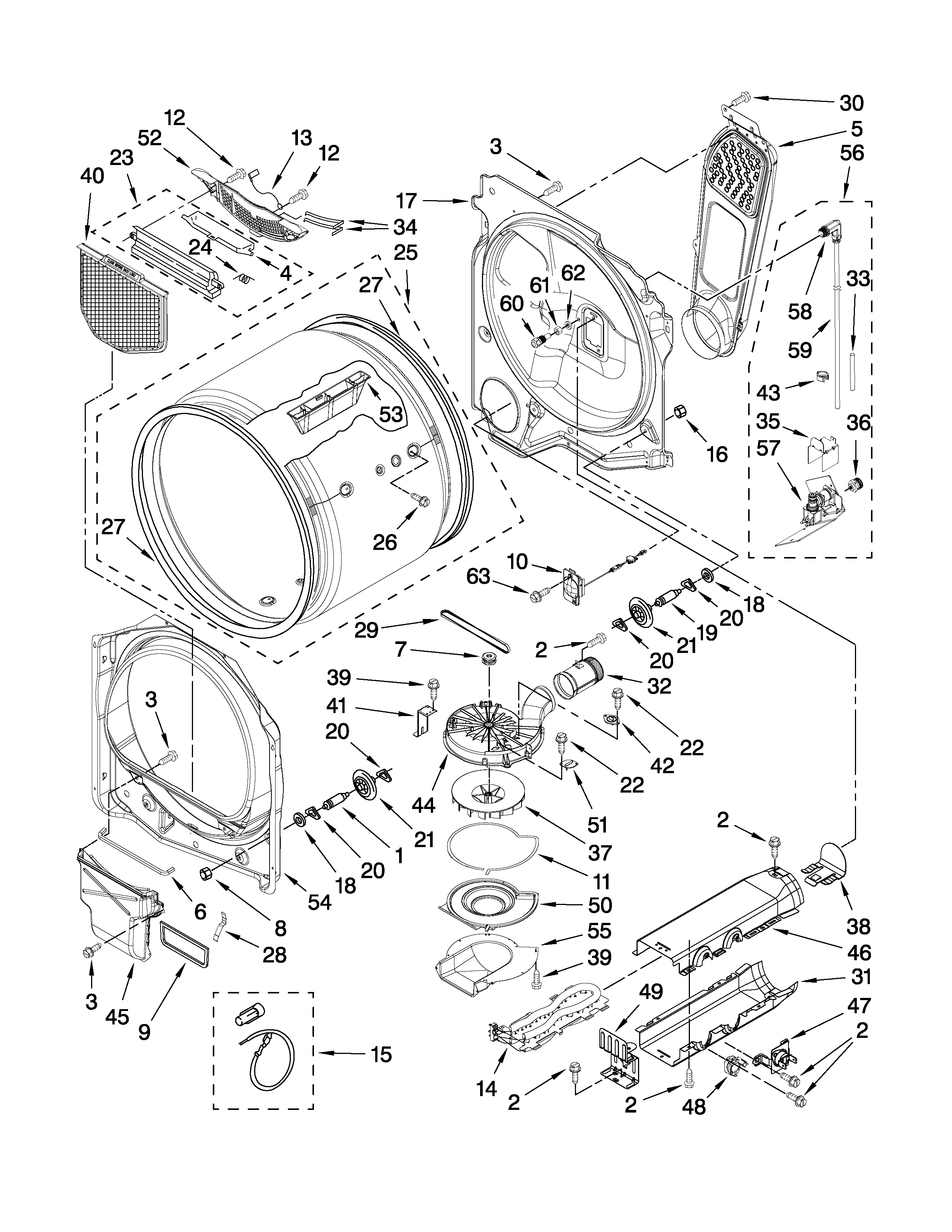 Whirlpool YWED7800XW0 bulkhead parts diagram