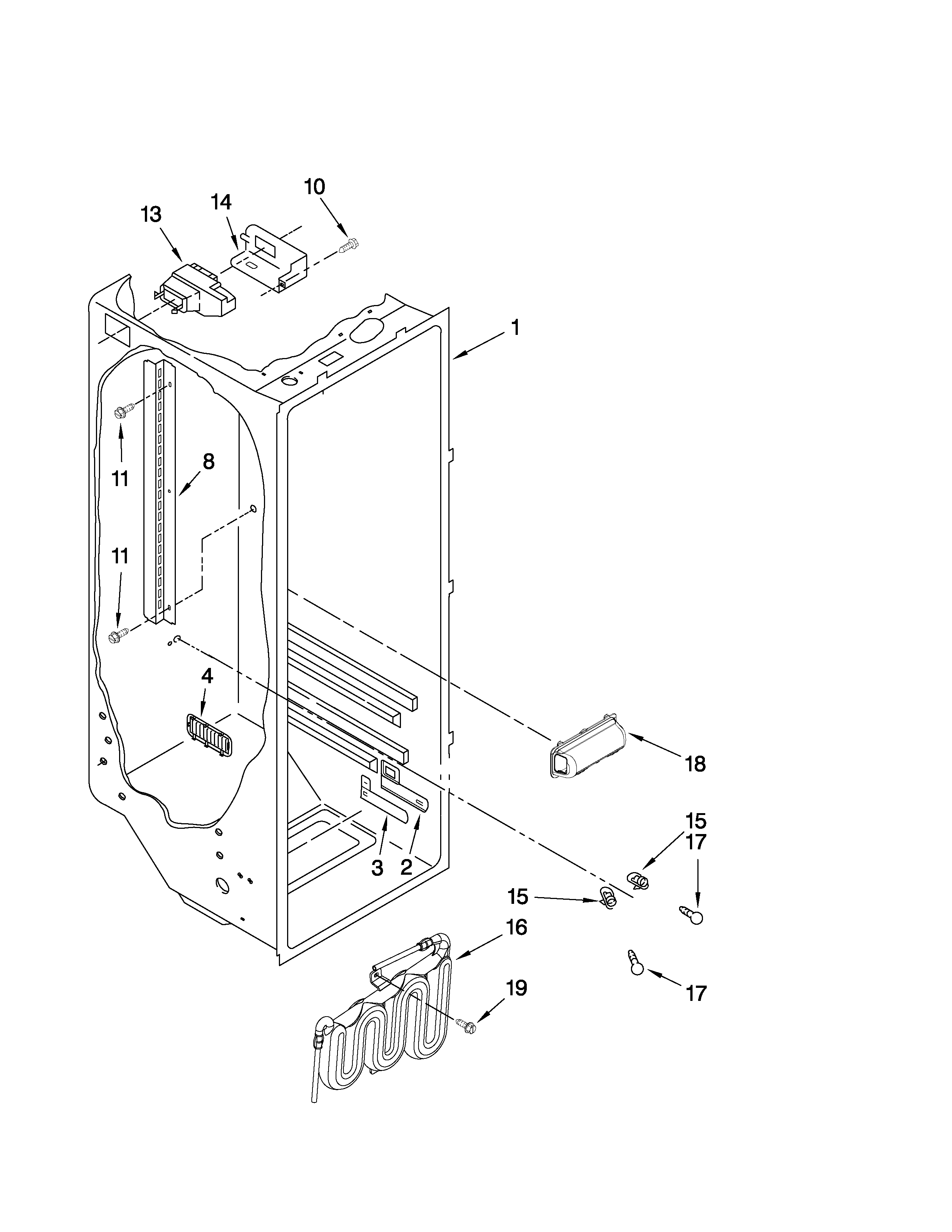 KitchenAid KSRL25FXWH00 refrigerator liner parts diagram