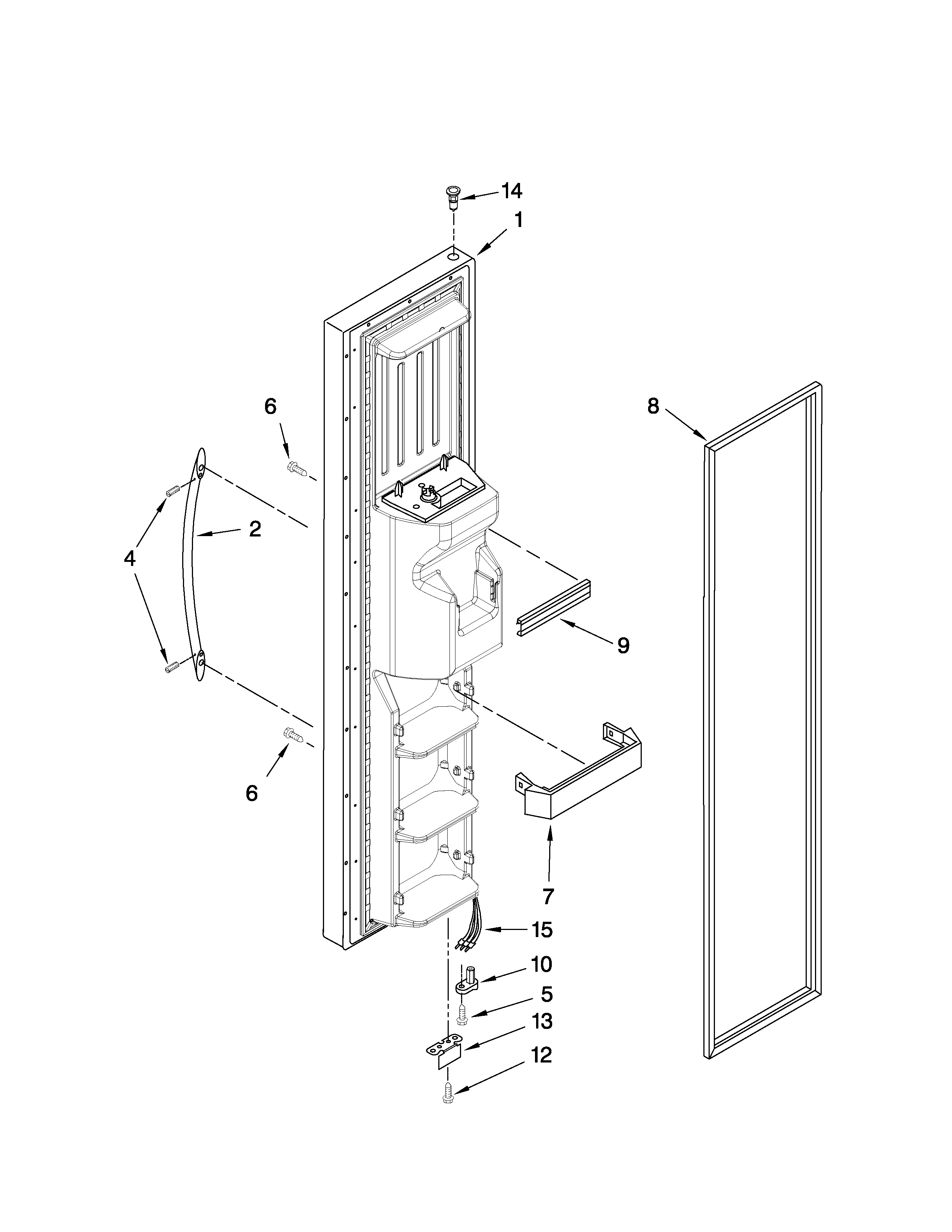 KitchenAid KSRL25FXWH00 freezer door parts diagram