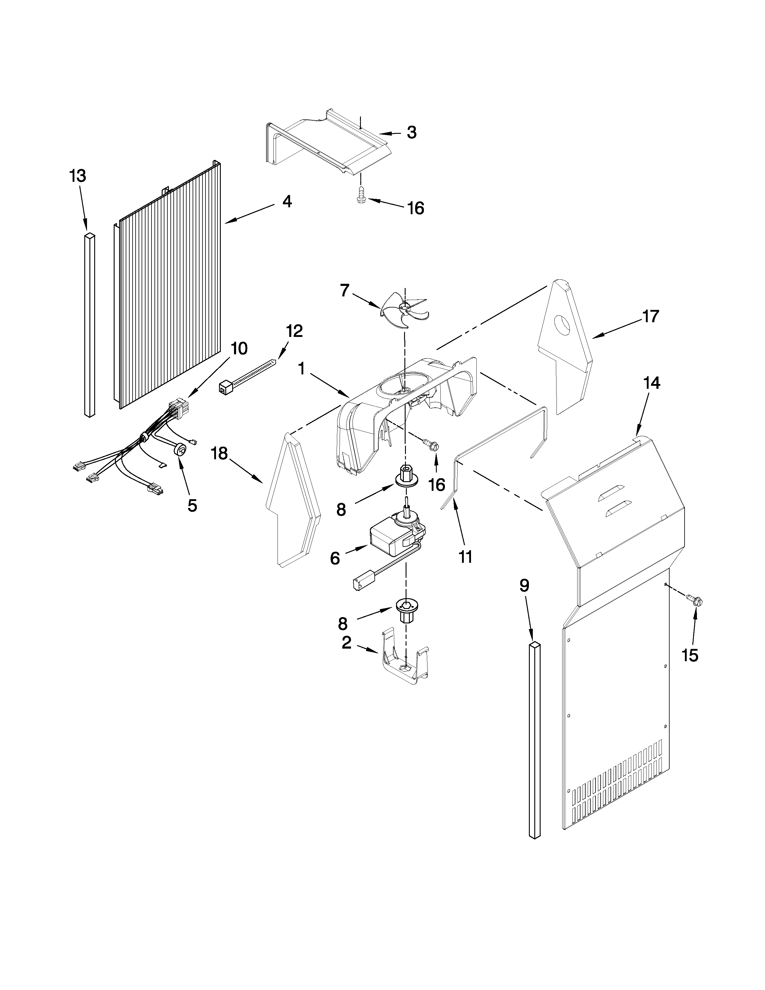 KitchenAid KSRL25FXWH00 air flow parts diagram