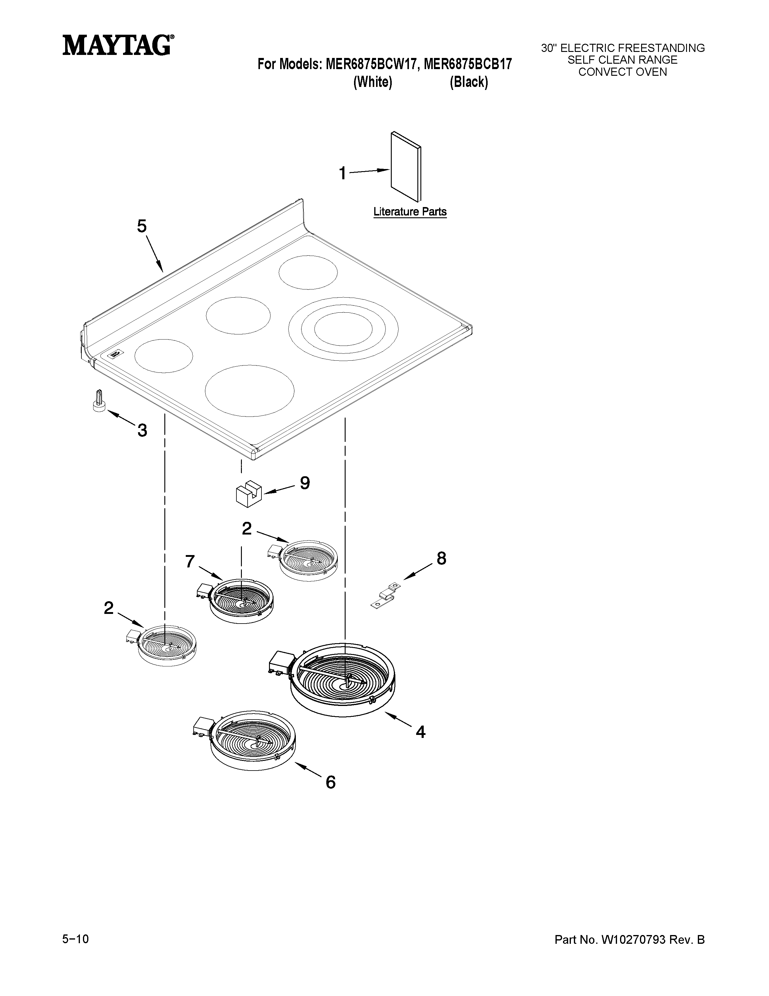 Maytag MER6875BCB17 cooktop parts diagram