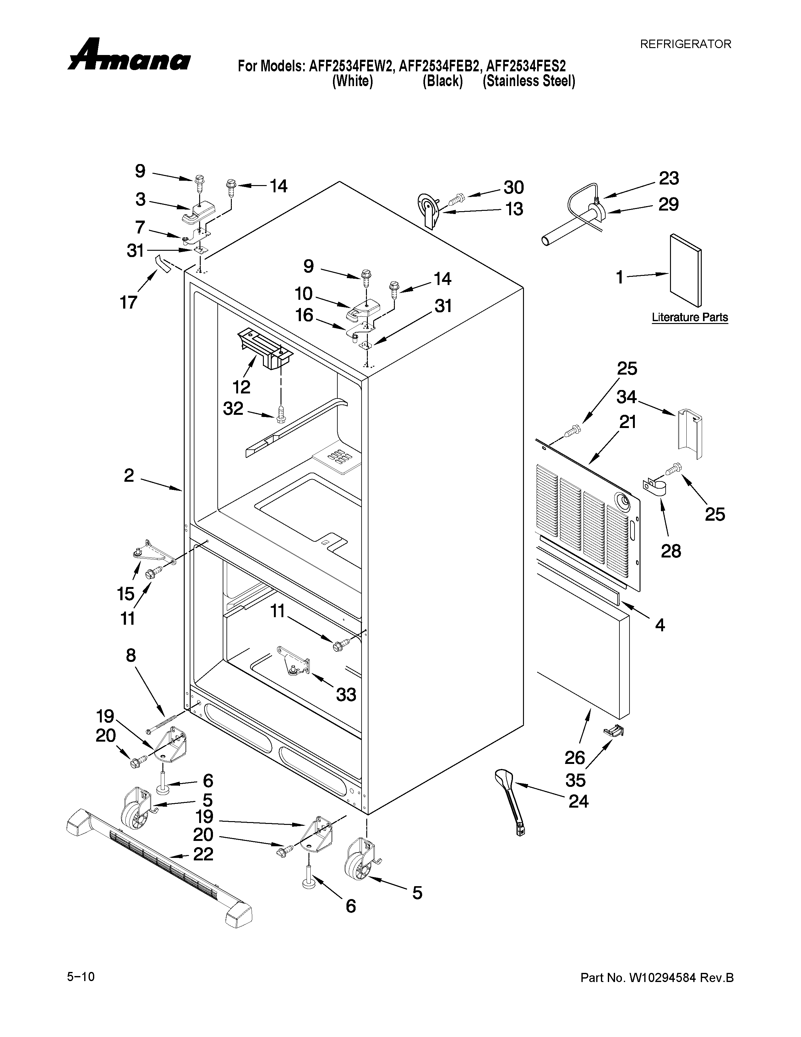Amana AFF2534FEB2 cabinet parts diagram