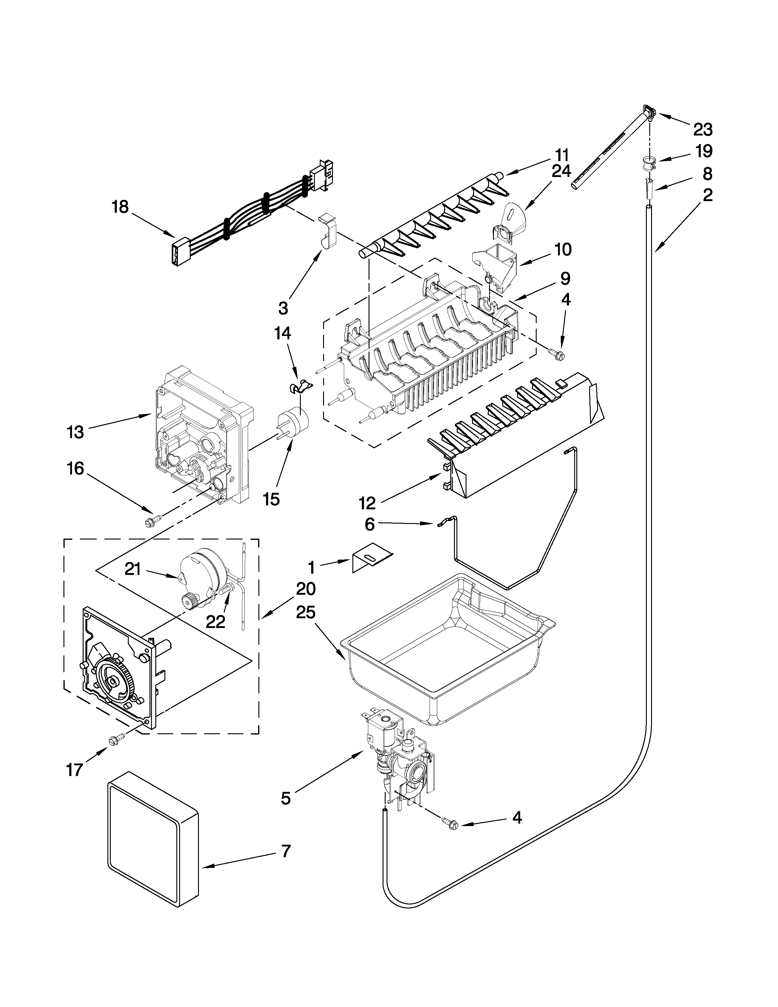 Amana AFF2534FEB2 icemaker parts diagram