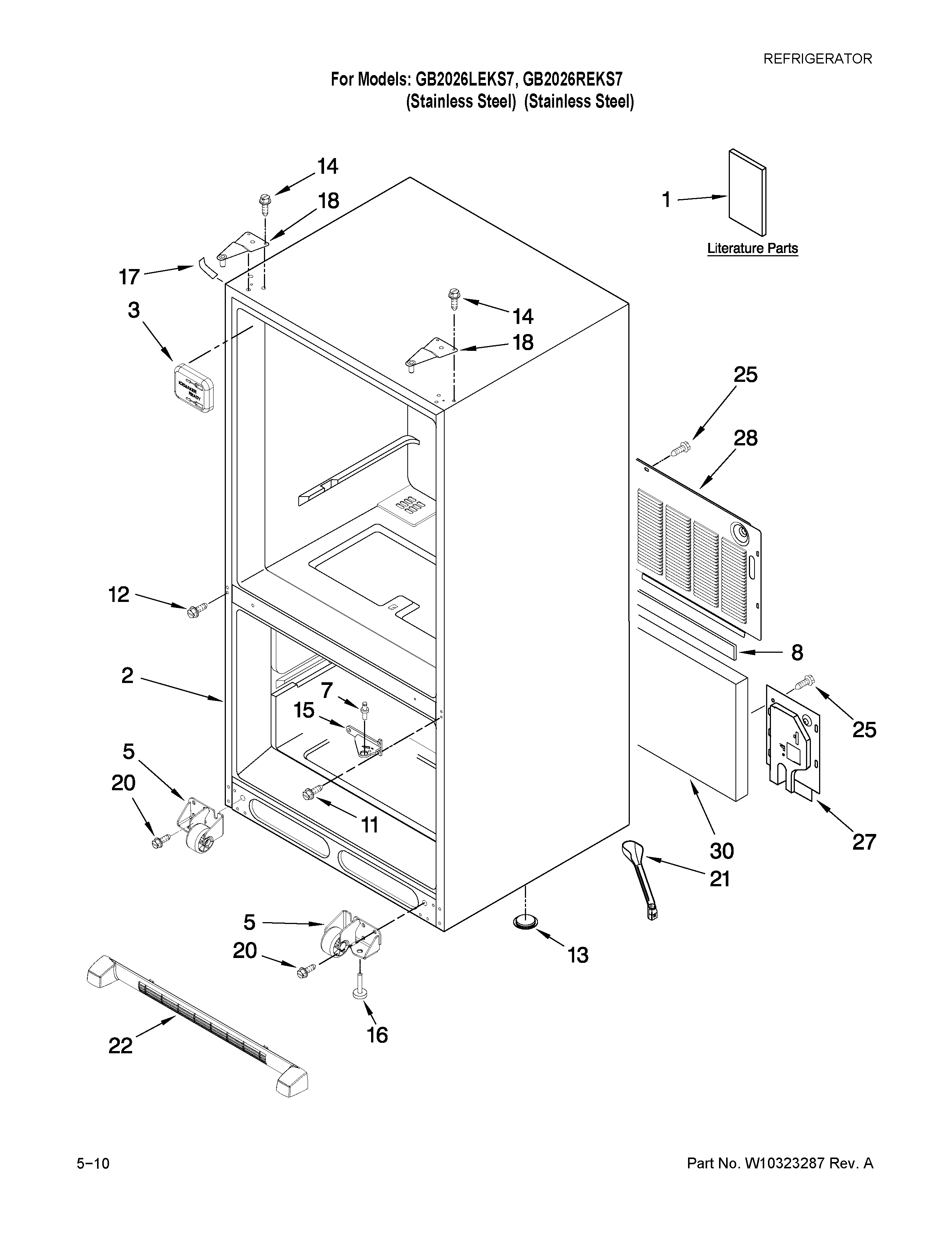 Amana GB2026REKS7 cabinet parts diagram