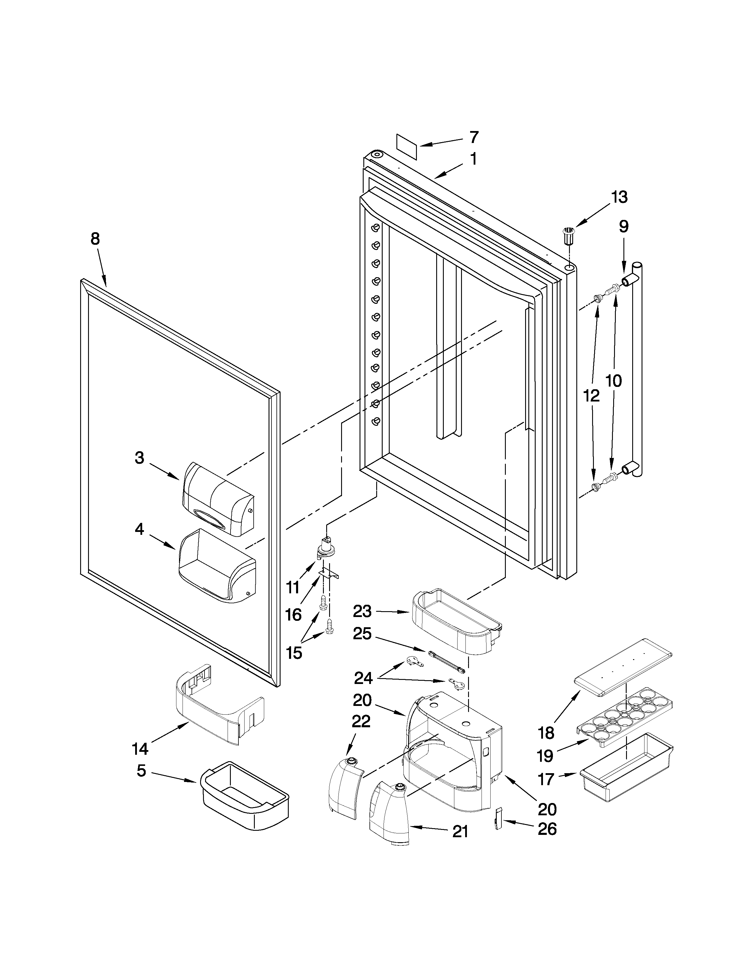 Amana GB2026REKS7 refrigerator door parts diagram