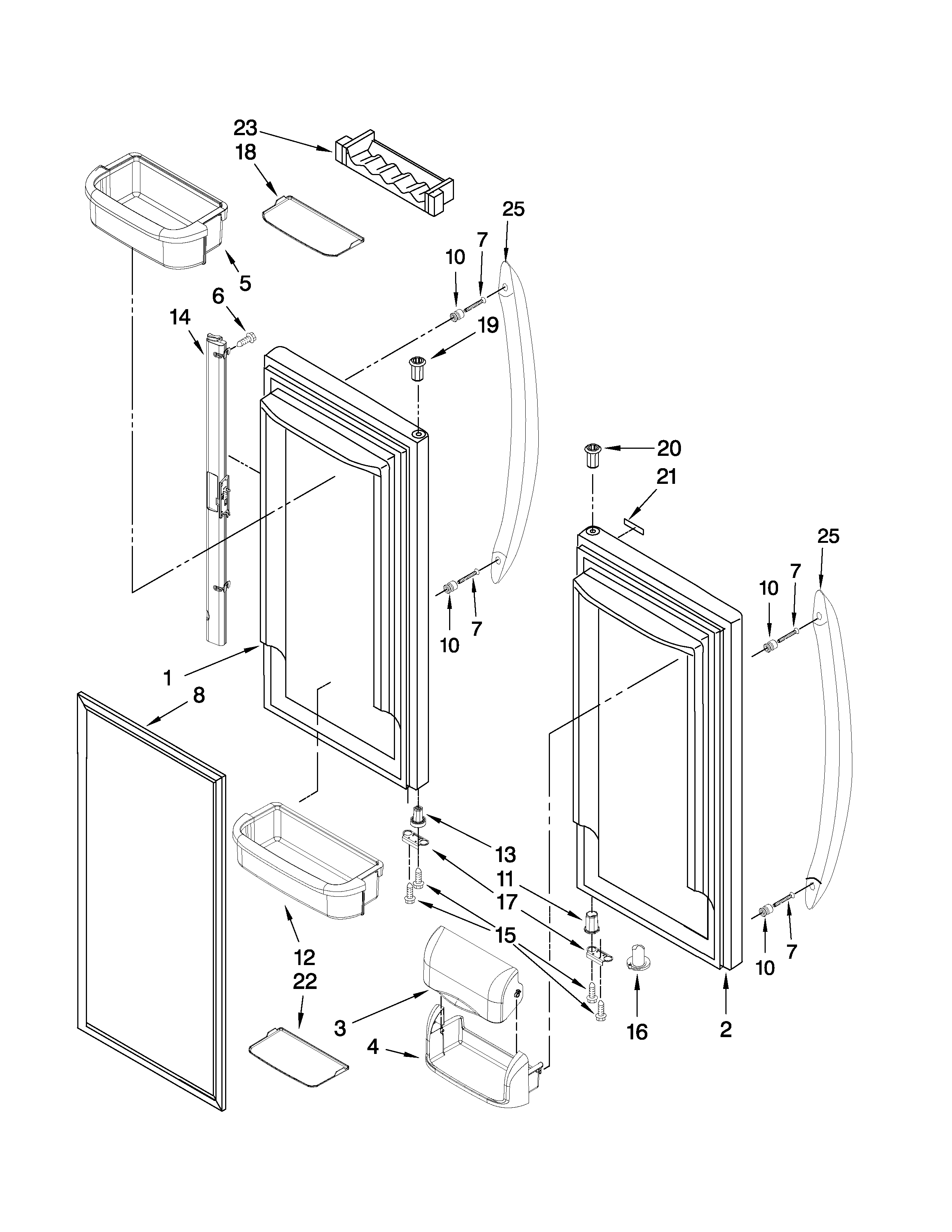 KitchenAid KBFS25EVBL2 refrigerator door parts diagram