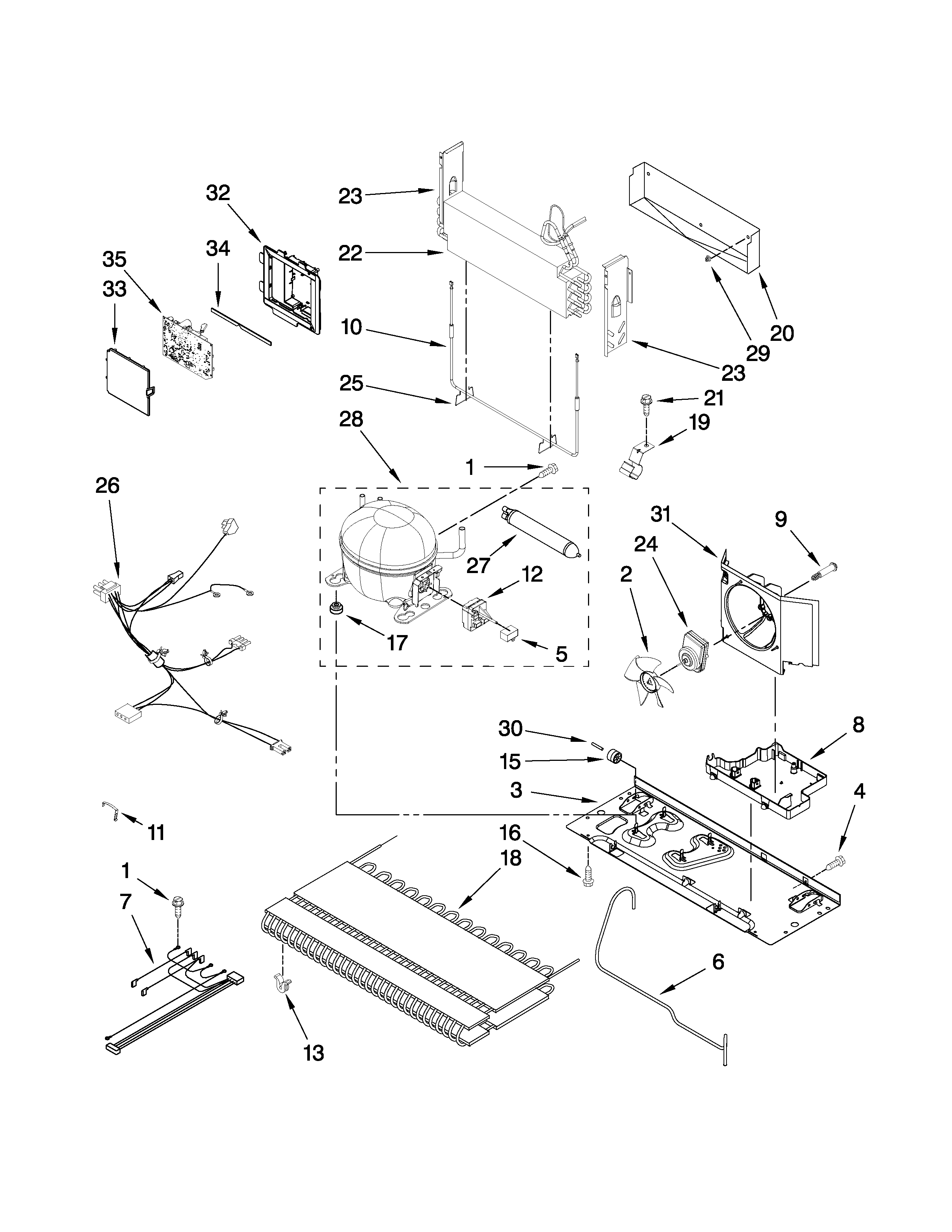 KitchenAid KBFS25EVBL2 unit parts diagram