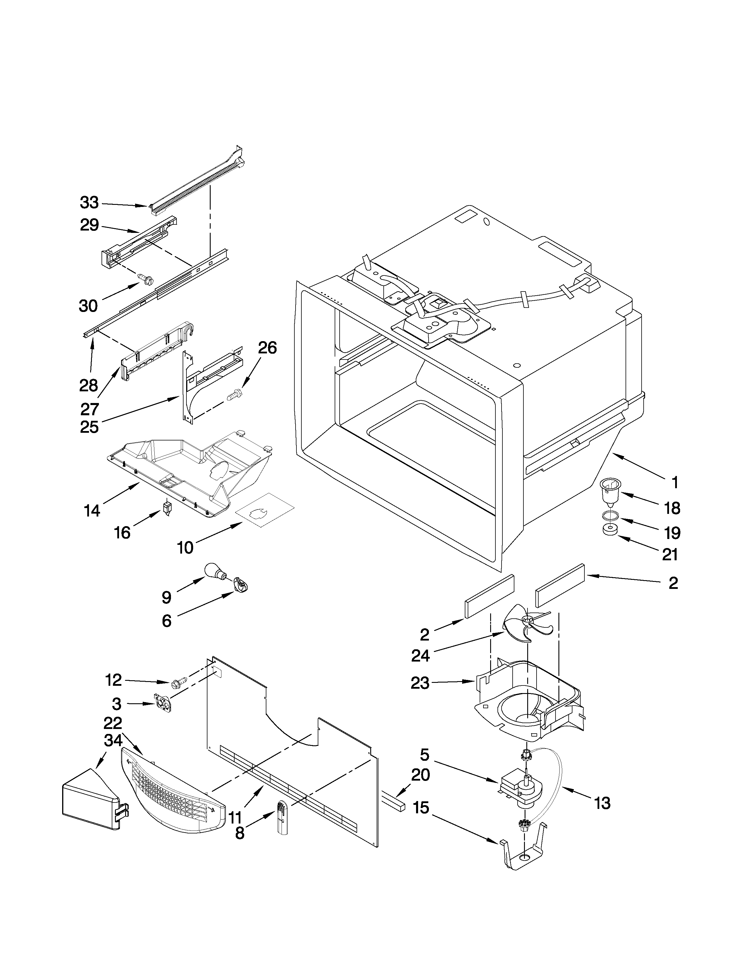 Whirlpool GX2FHDXVY02 freezer liner parts diagram