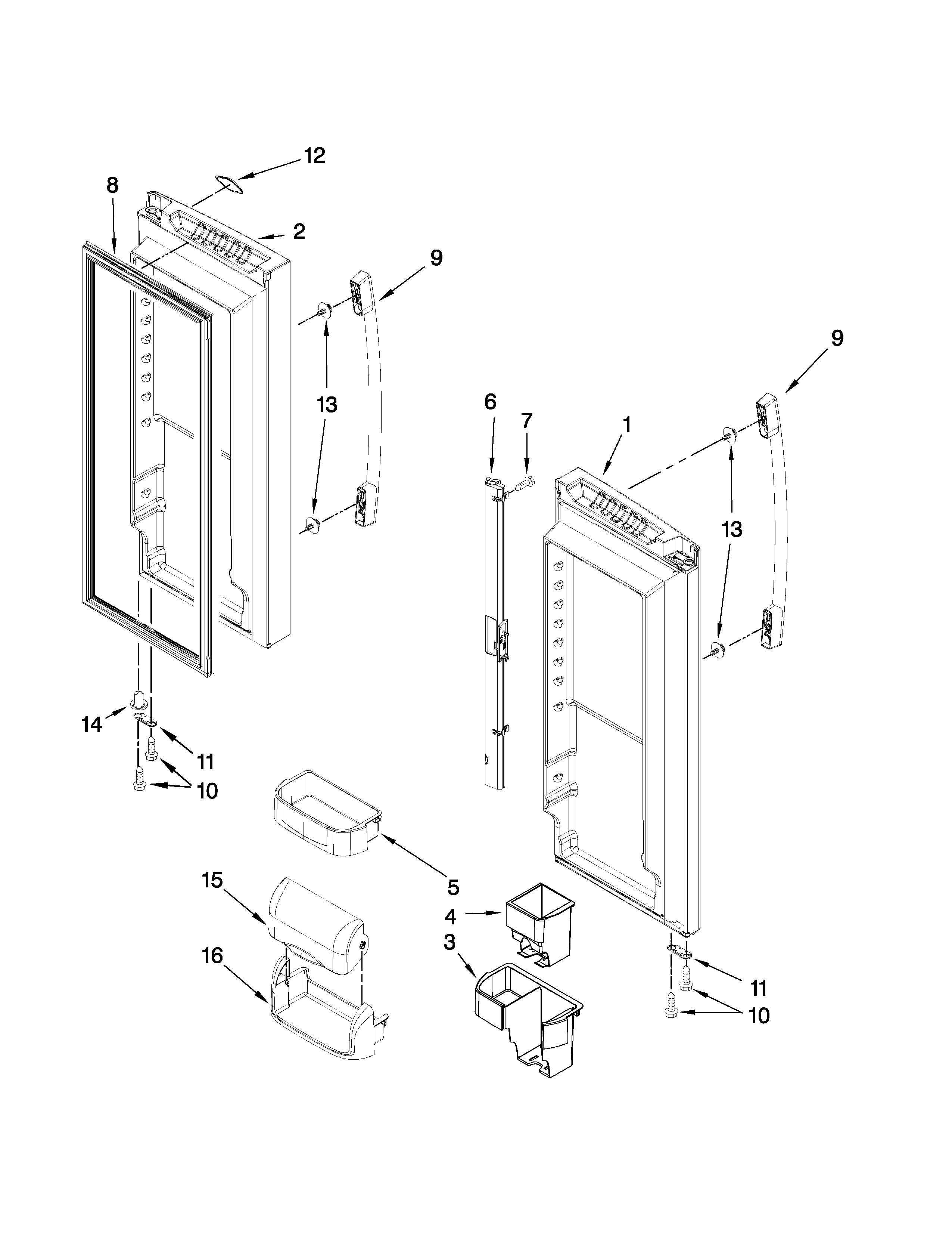 Whirlpool GX2FHDXVY02 refrigerator door parts diagram