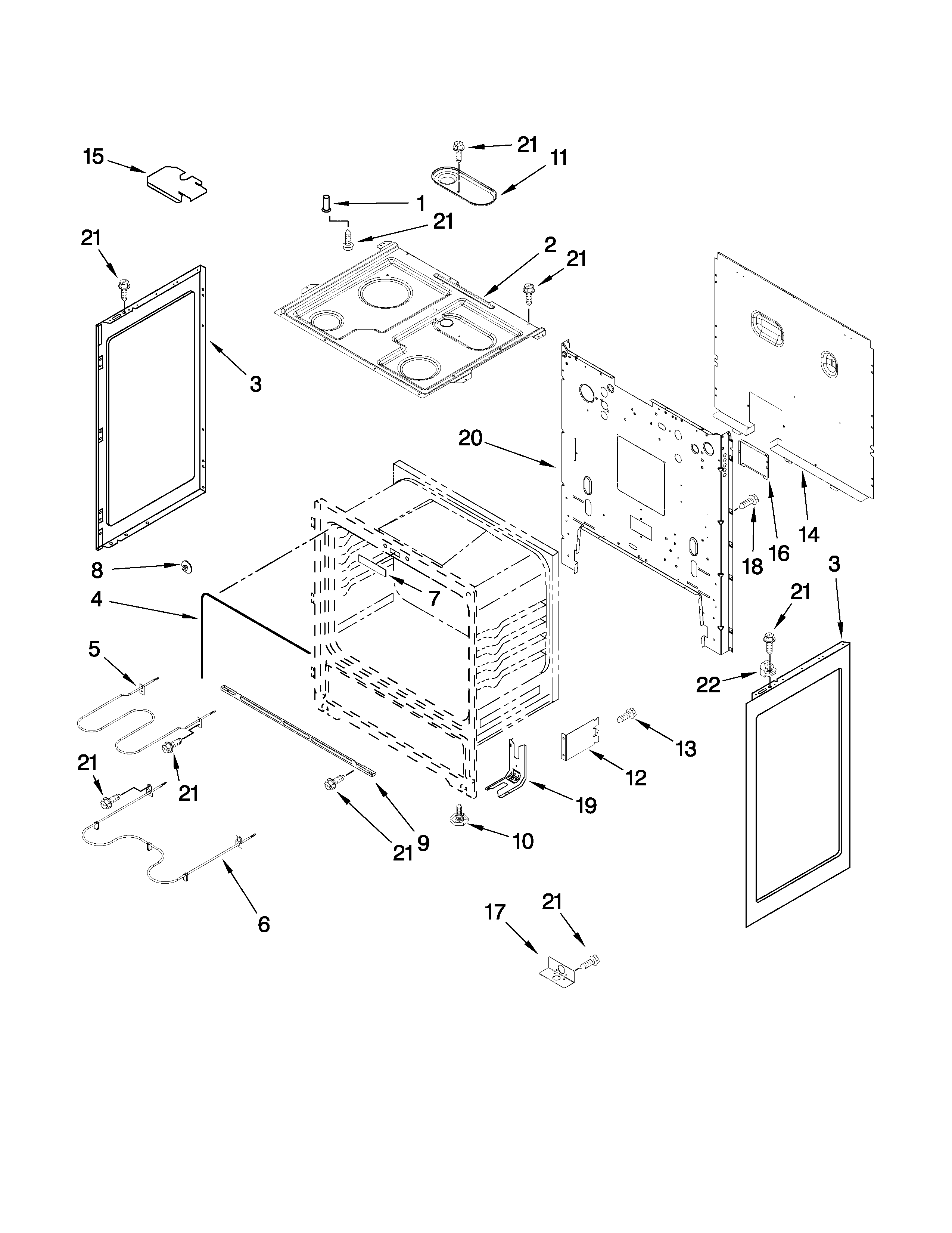 Whirlpool RF301OXTW01 chassis parts diagram