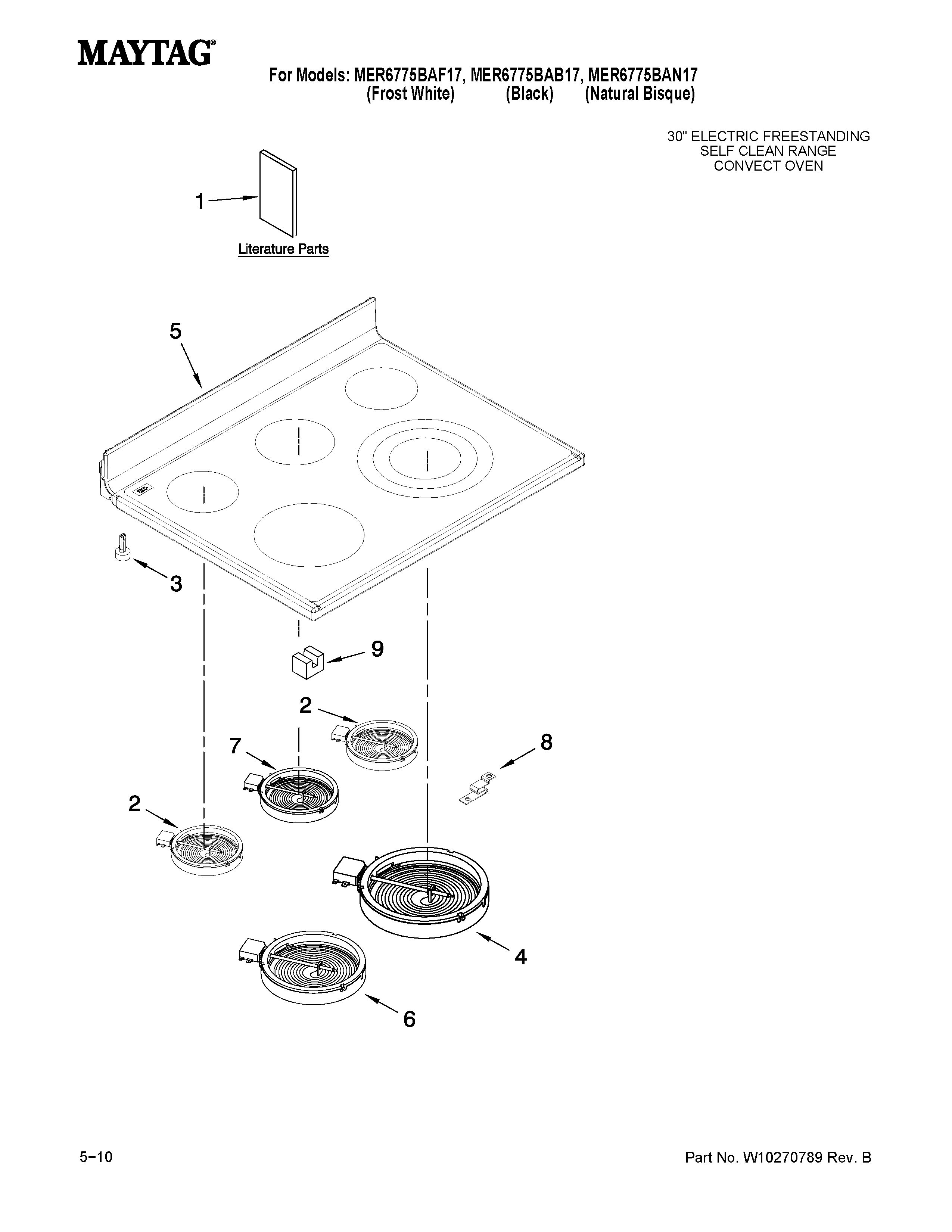 Maytag MER6775BAF17 cooktop parts diagram