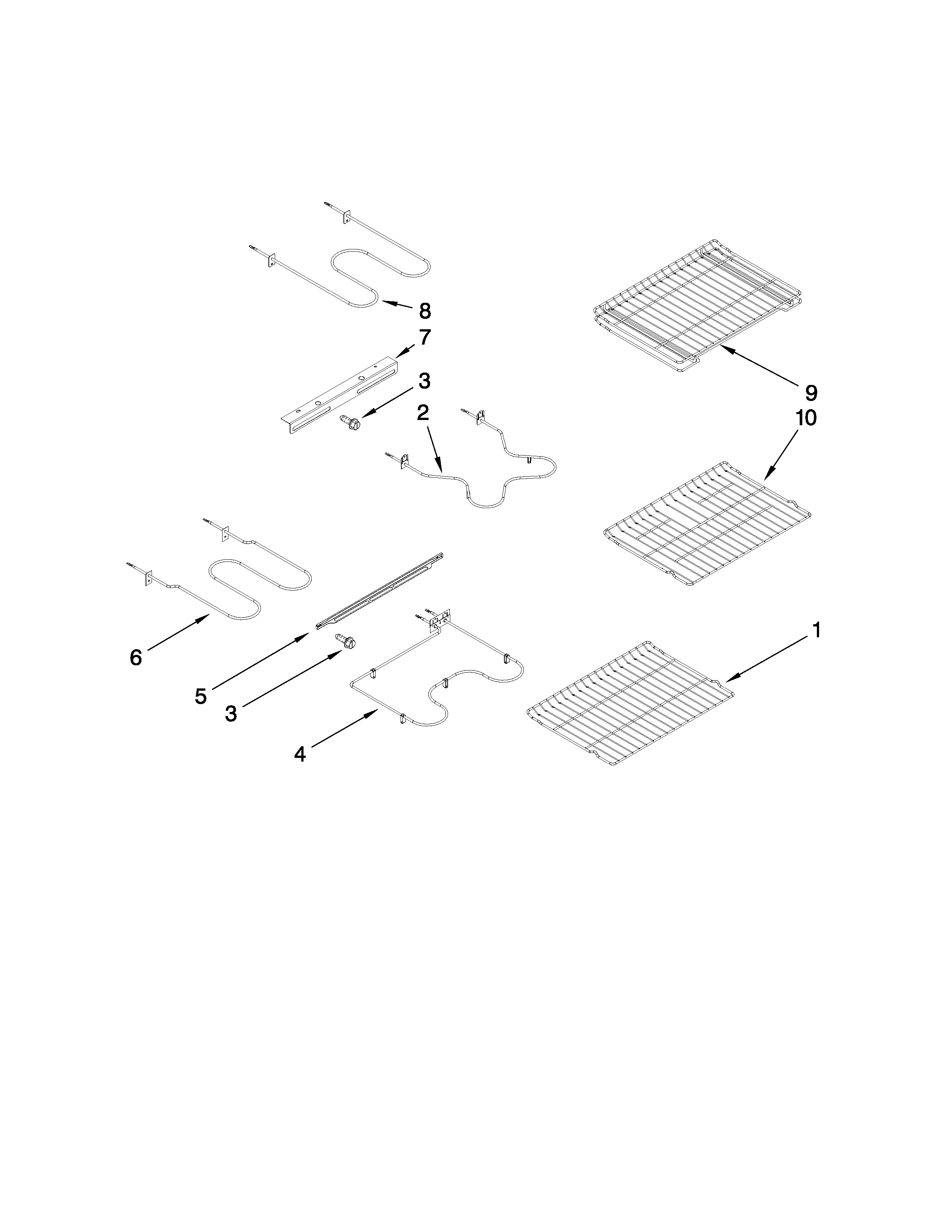 Maytag MER6775BAF17 rack and element parts diagram