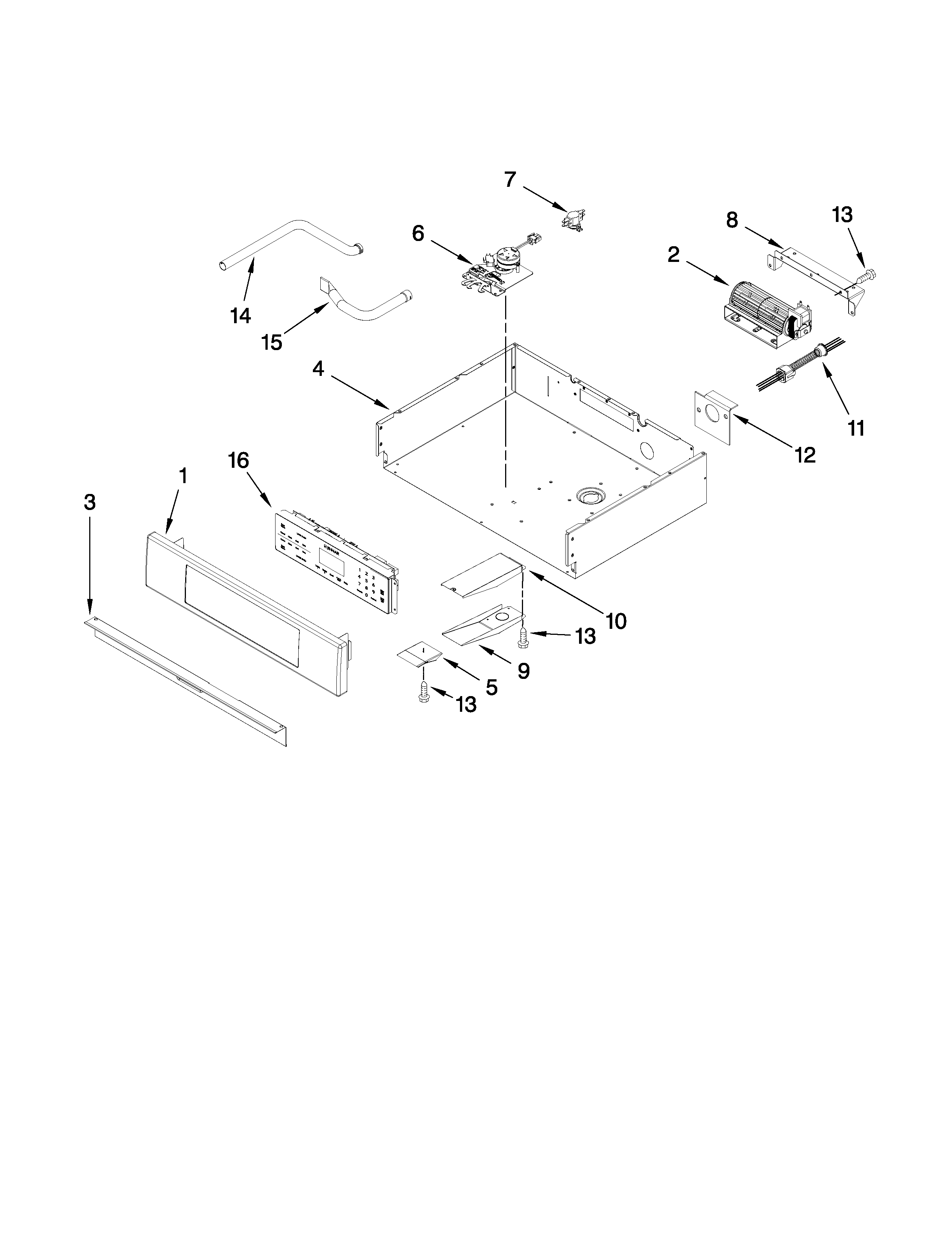 Jenn-Air JJW8430DDS13 control panel and internal controls diagram