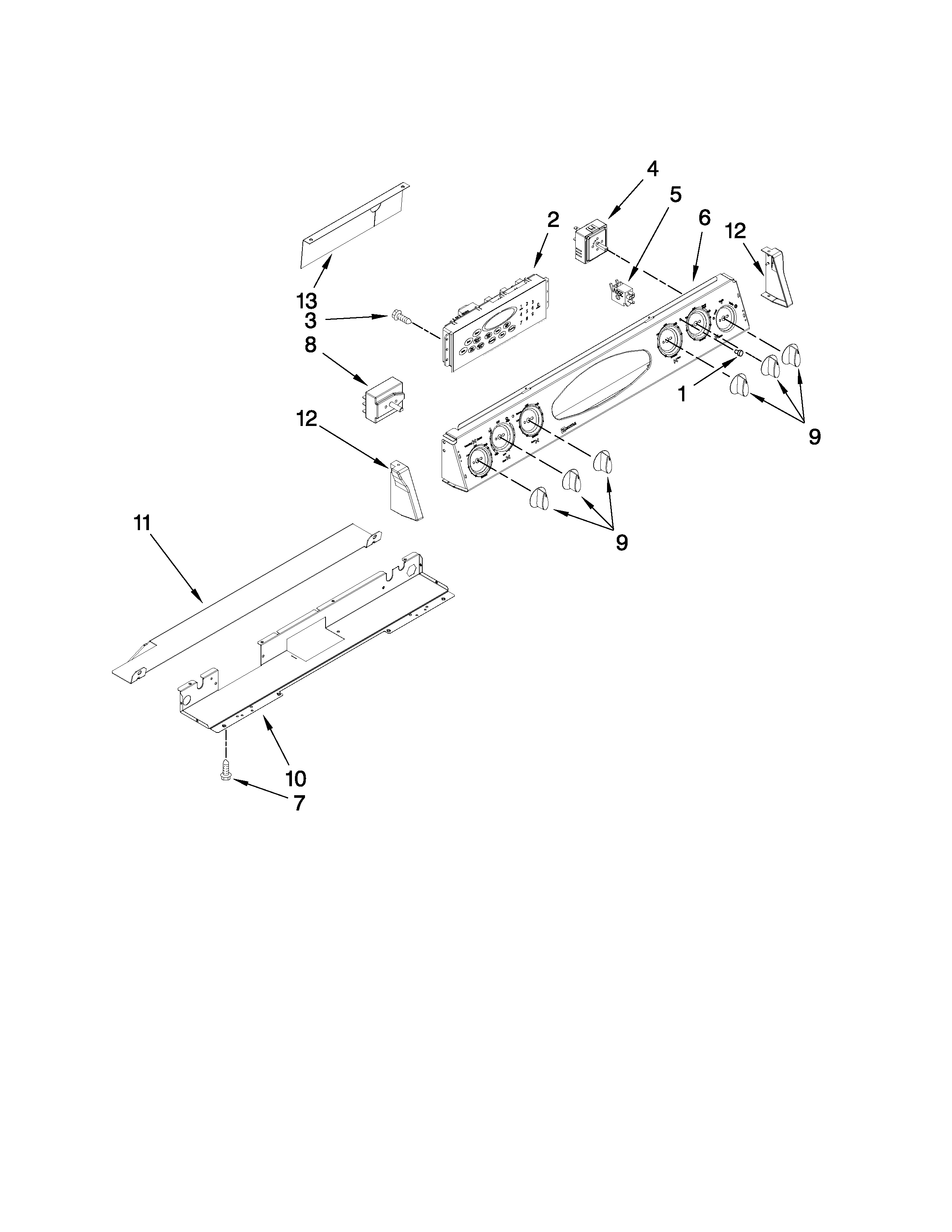 Maytag MES5775BAF19 control panel parts diagram