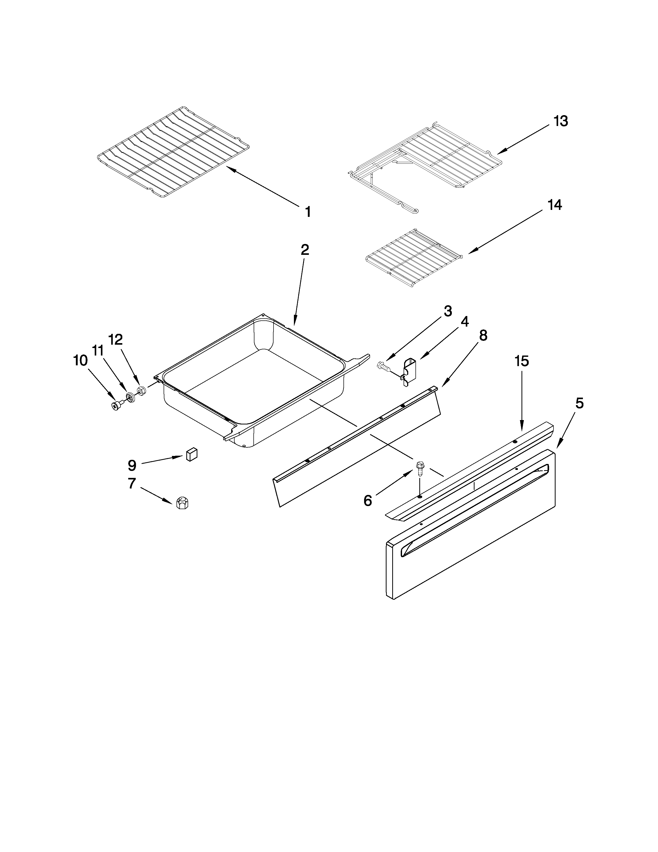 Maytag MES5775BAF19 drawer and rack parts diagram