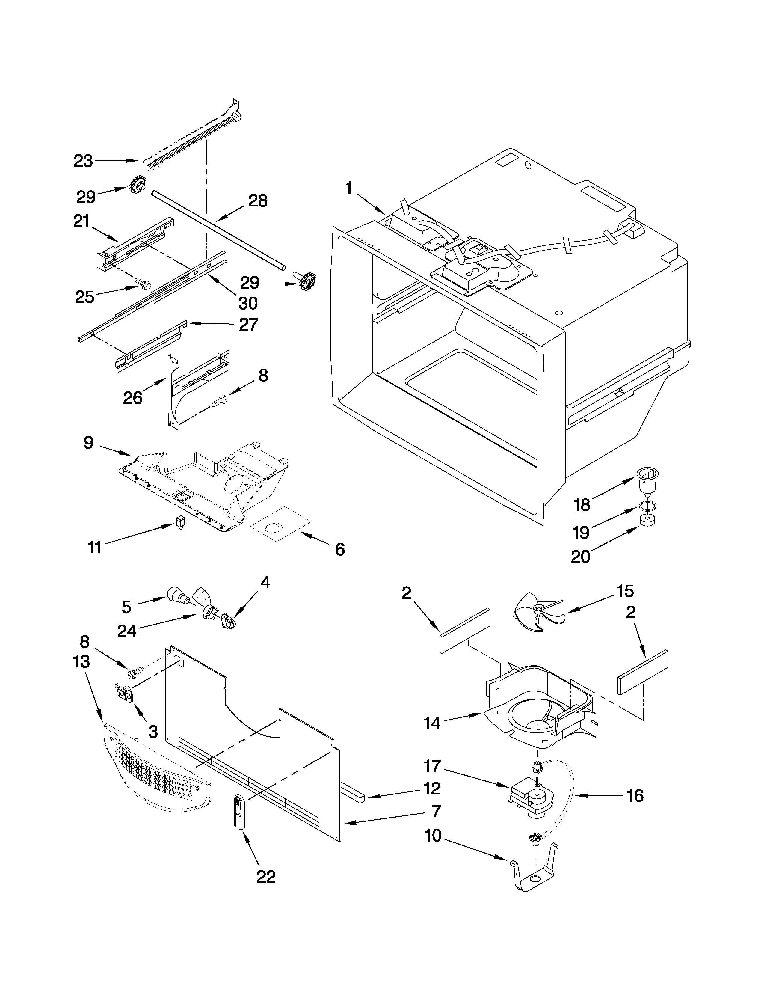 Amana GB2526LEKS6 freezer liner parts diagram