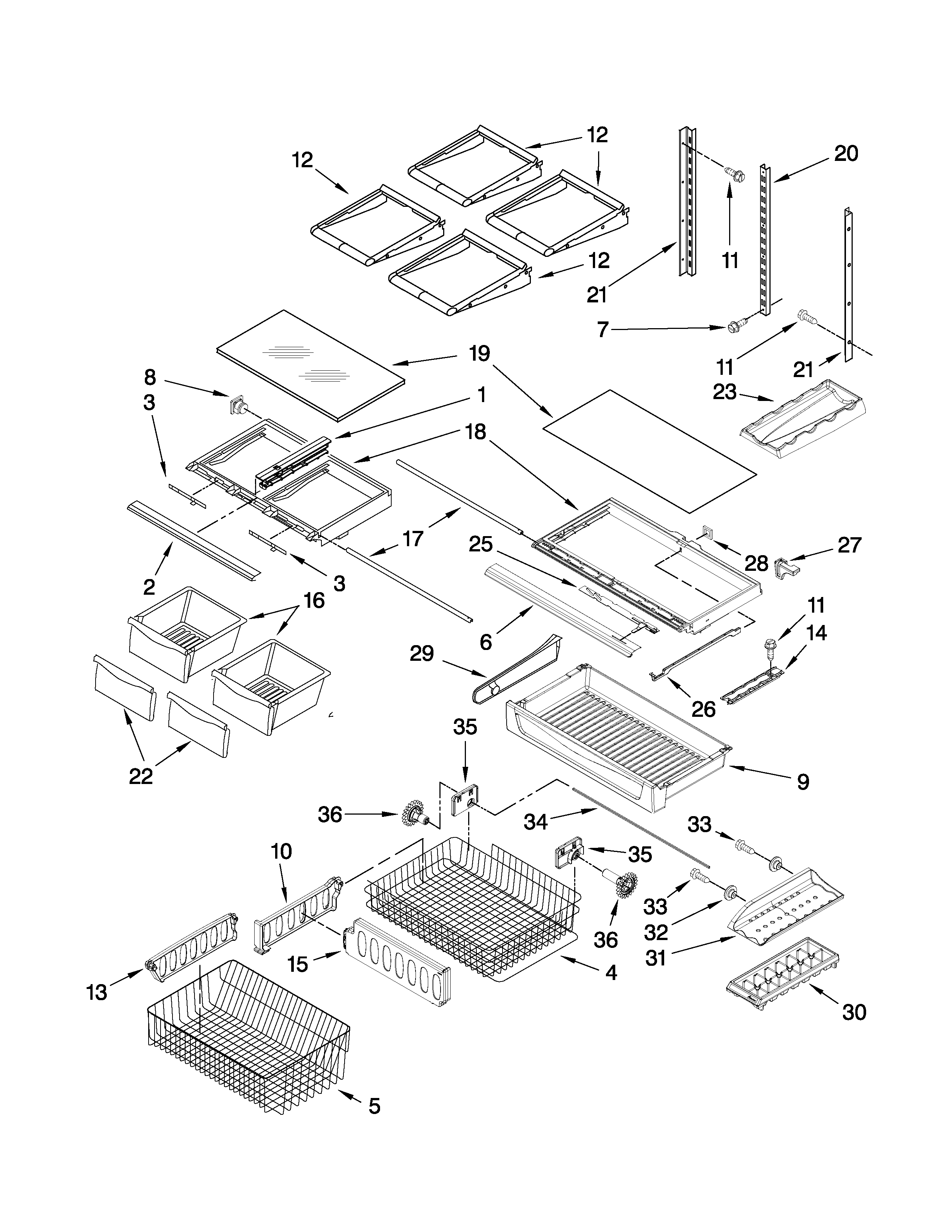 Amana GB2526LEKS6 shelf parts diagram