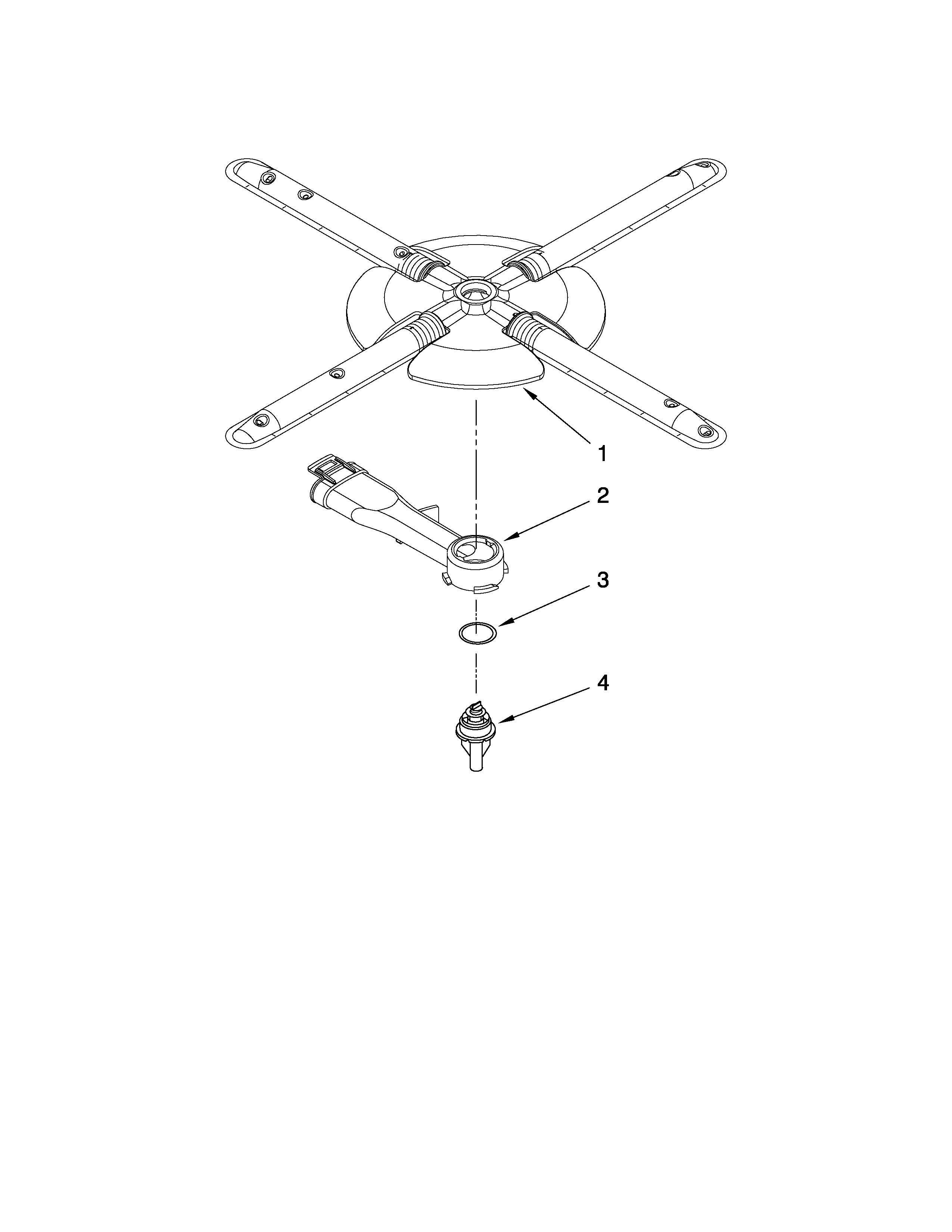 KitchenAid KUDS30IVBT0 lower washarm and strainer parts diagram