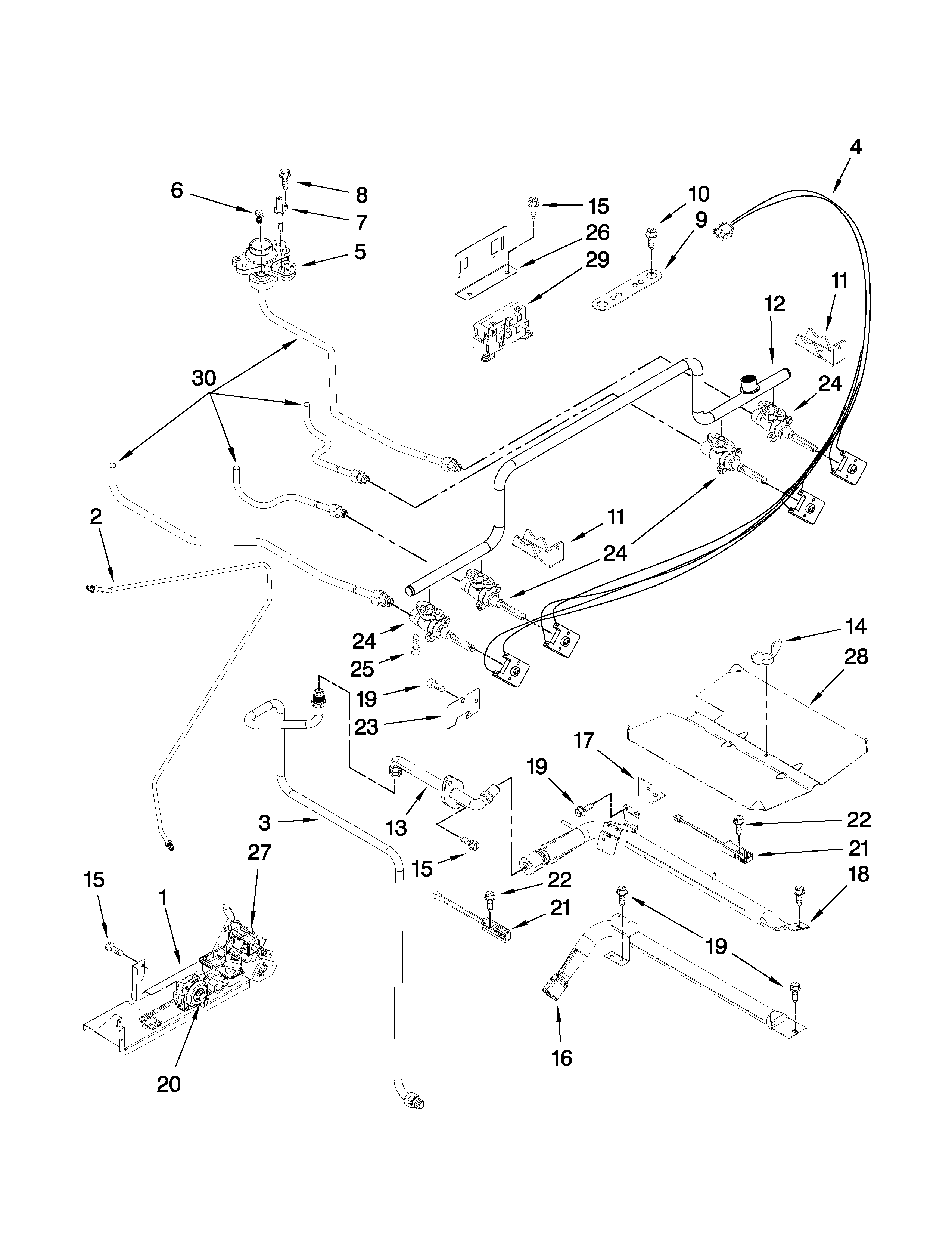 Whirlpool GW399LXUS4 manifold parts diagram