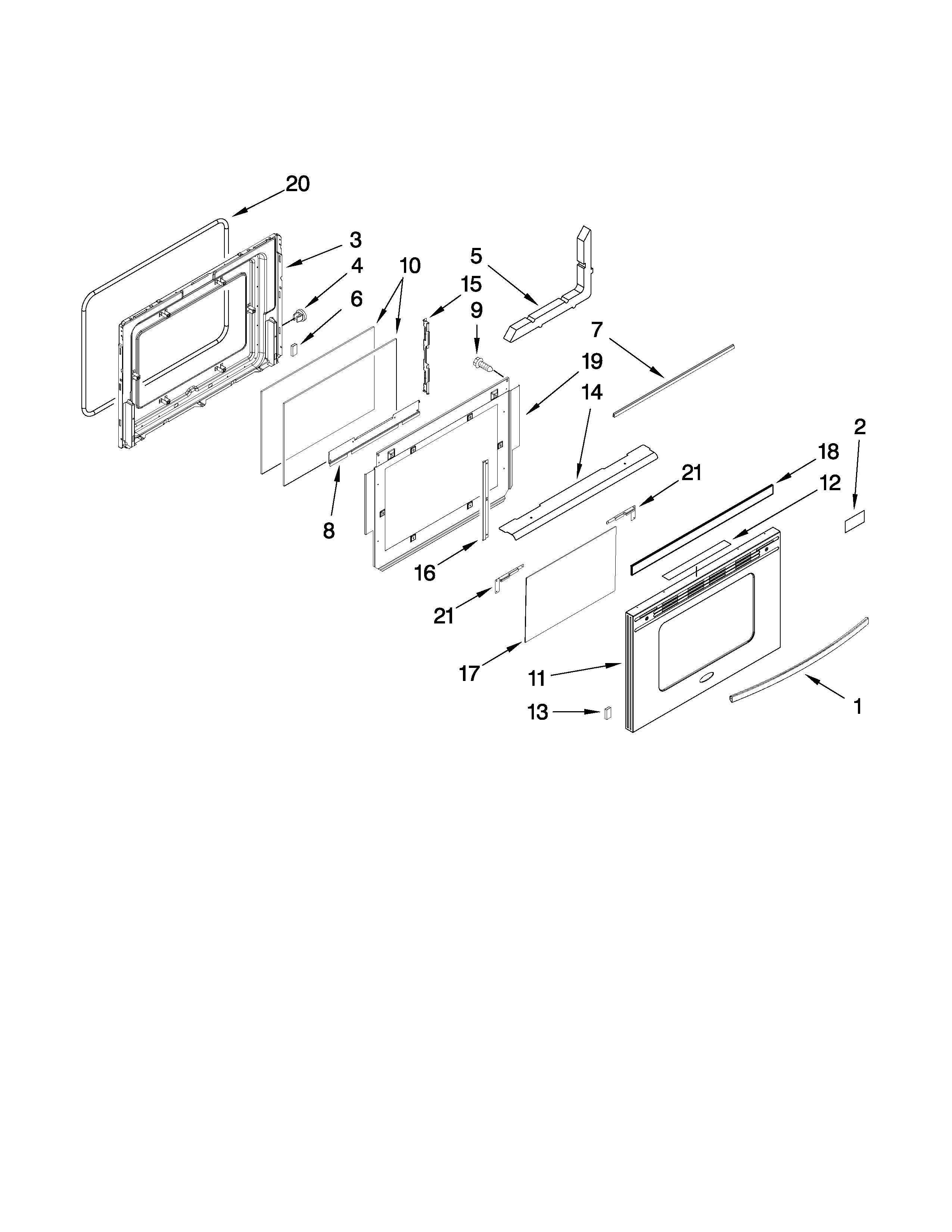 Whirlpool GW399LXUS4 door parts diagram