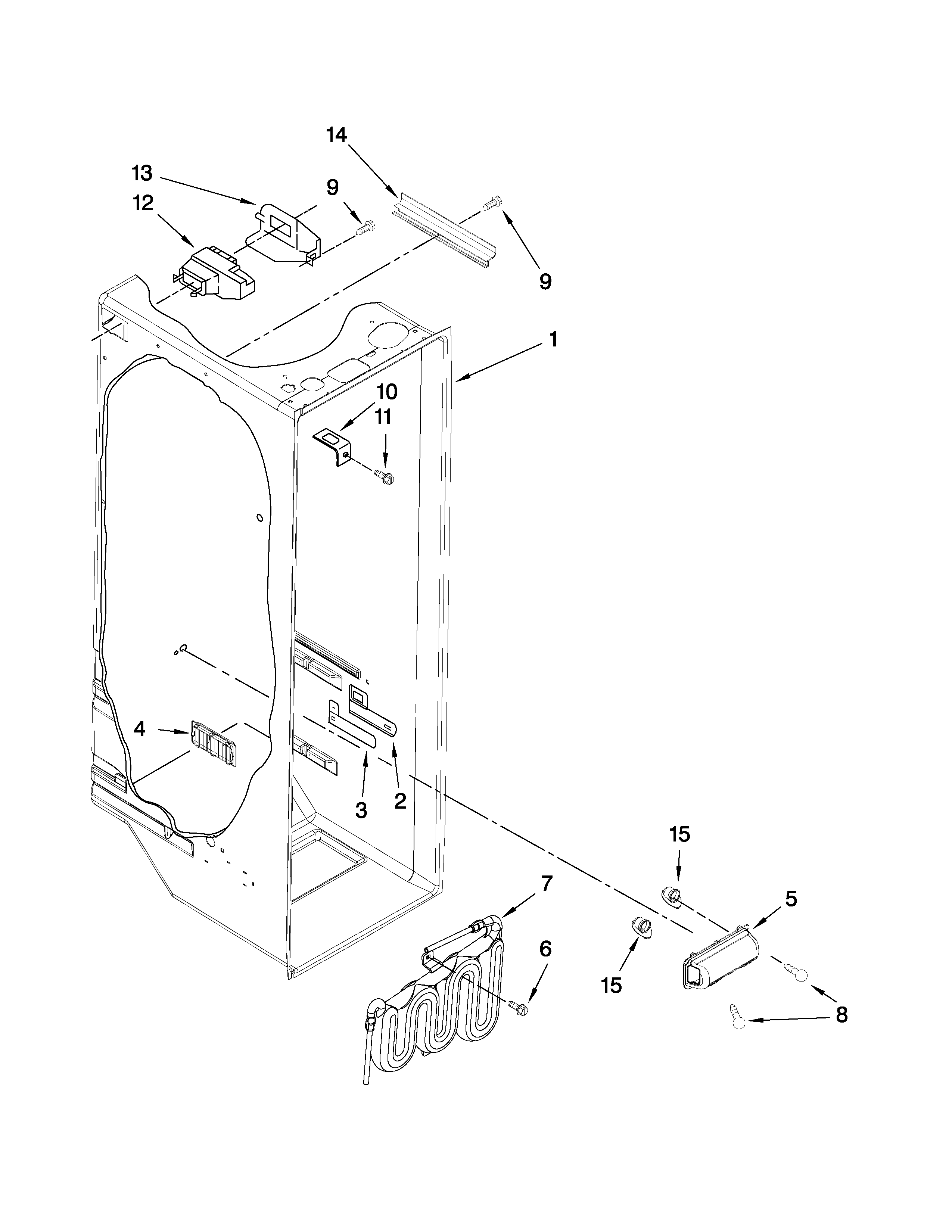 Whirlpool ED5LVAXWS00 refrigerator liner parts diagram