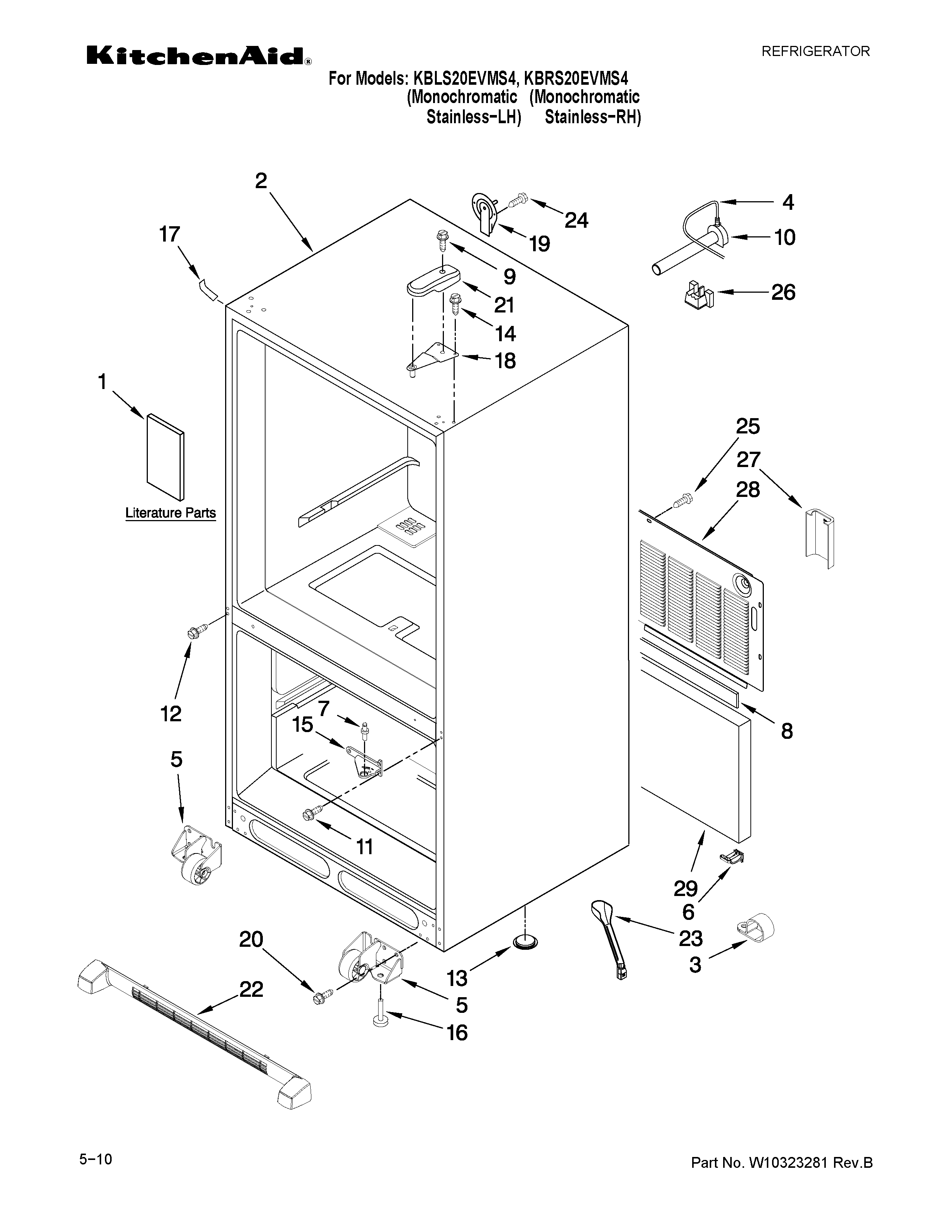KitchenAid KBLS20EVMS4 cabinet parts diagram