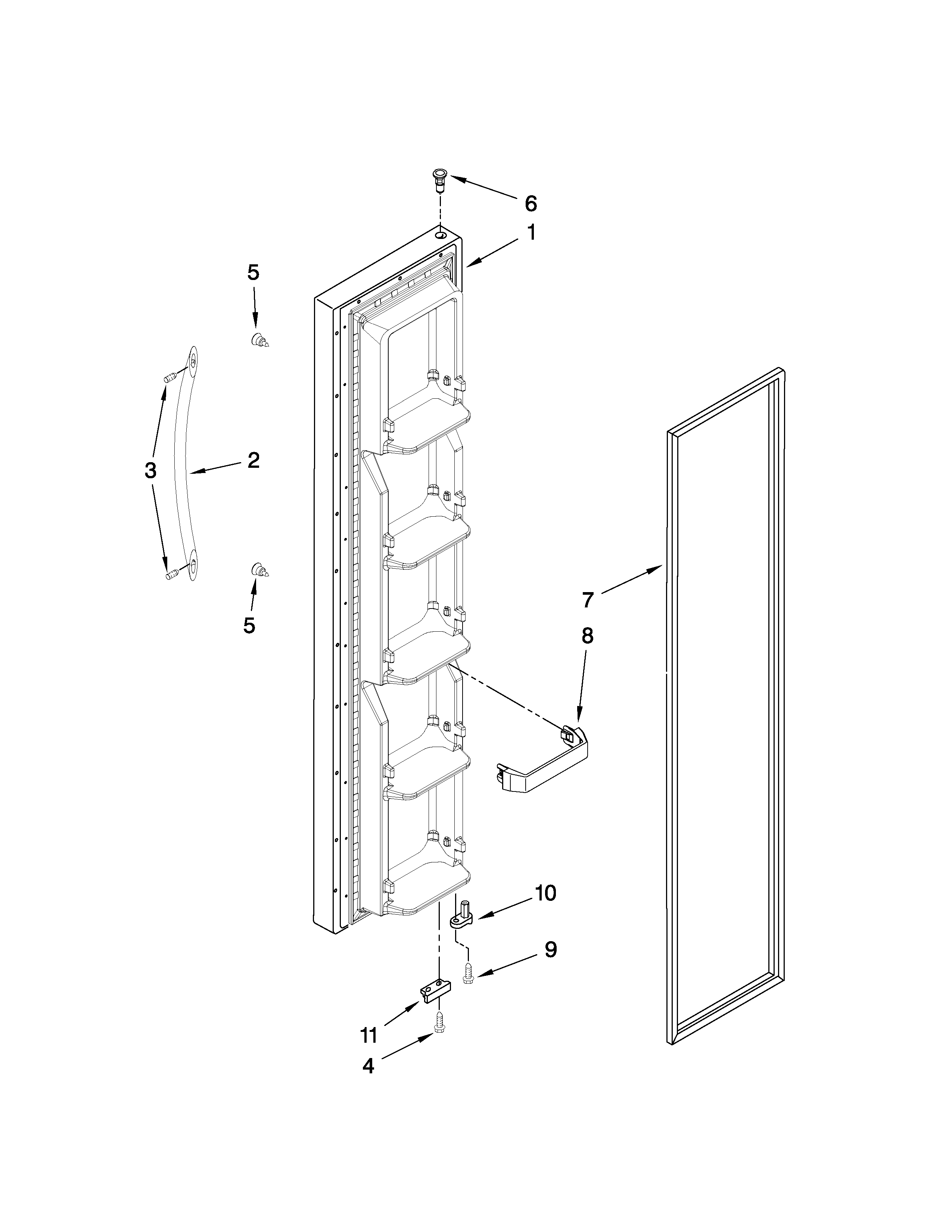 KitchenAid KSRS25MWSS00 freezer door parts diagram
