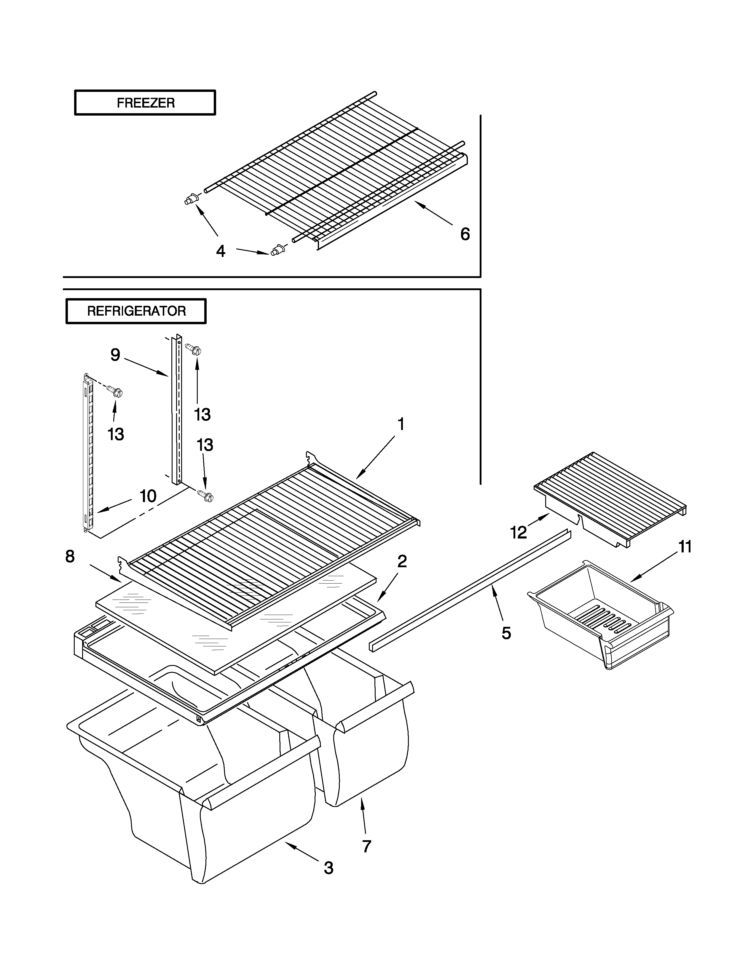 Whirlpool ET8WTKXKB12 shelf parts diagram