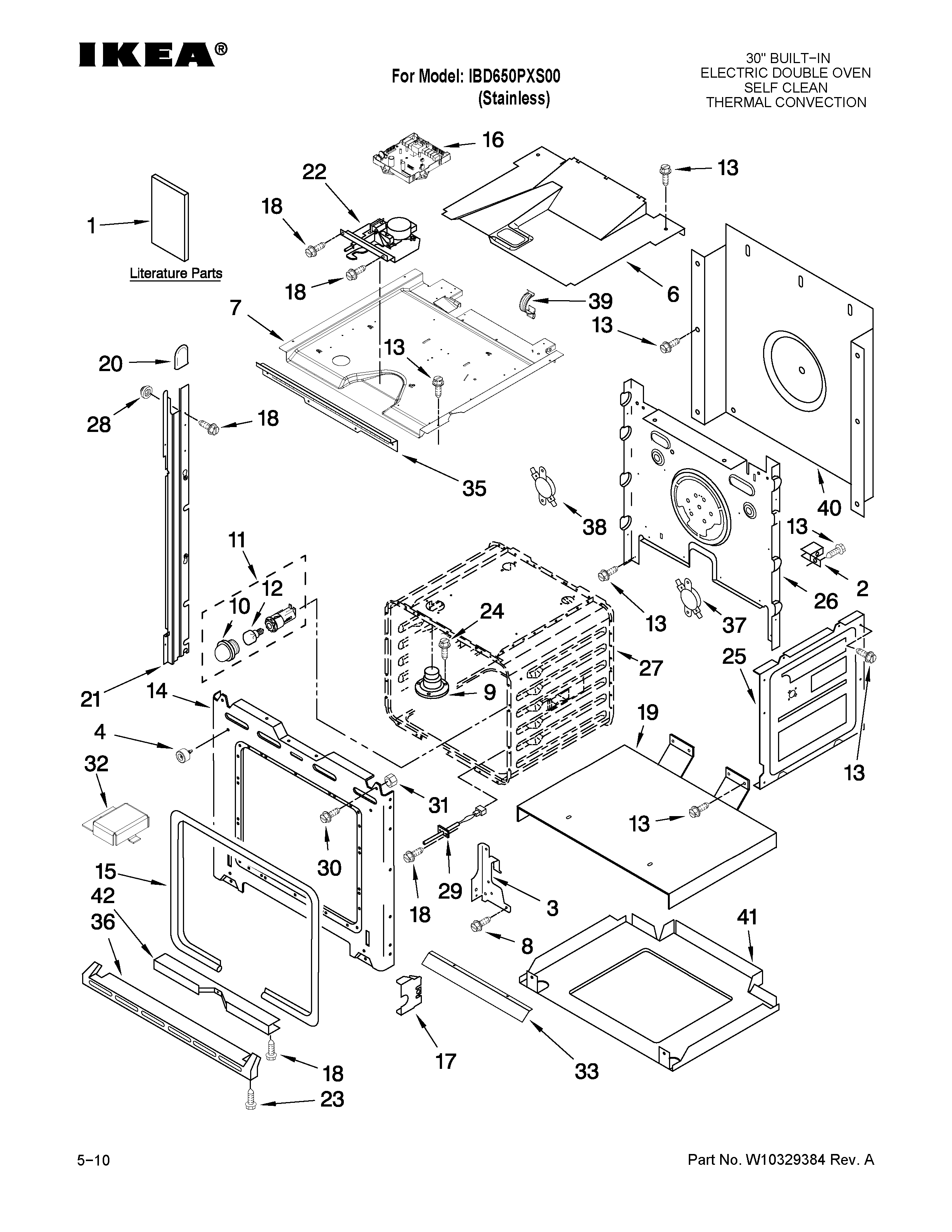 Ikea IBD650PXS00 oven parts diagram