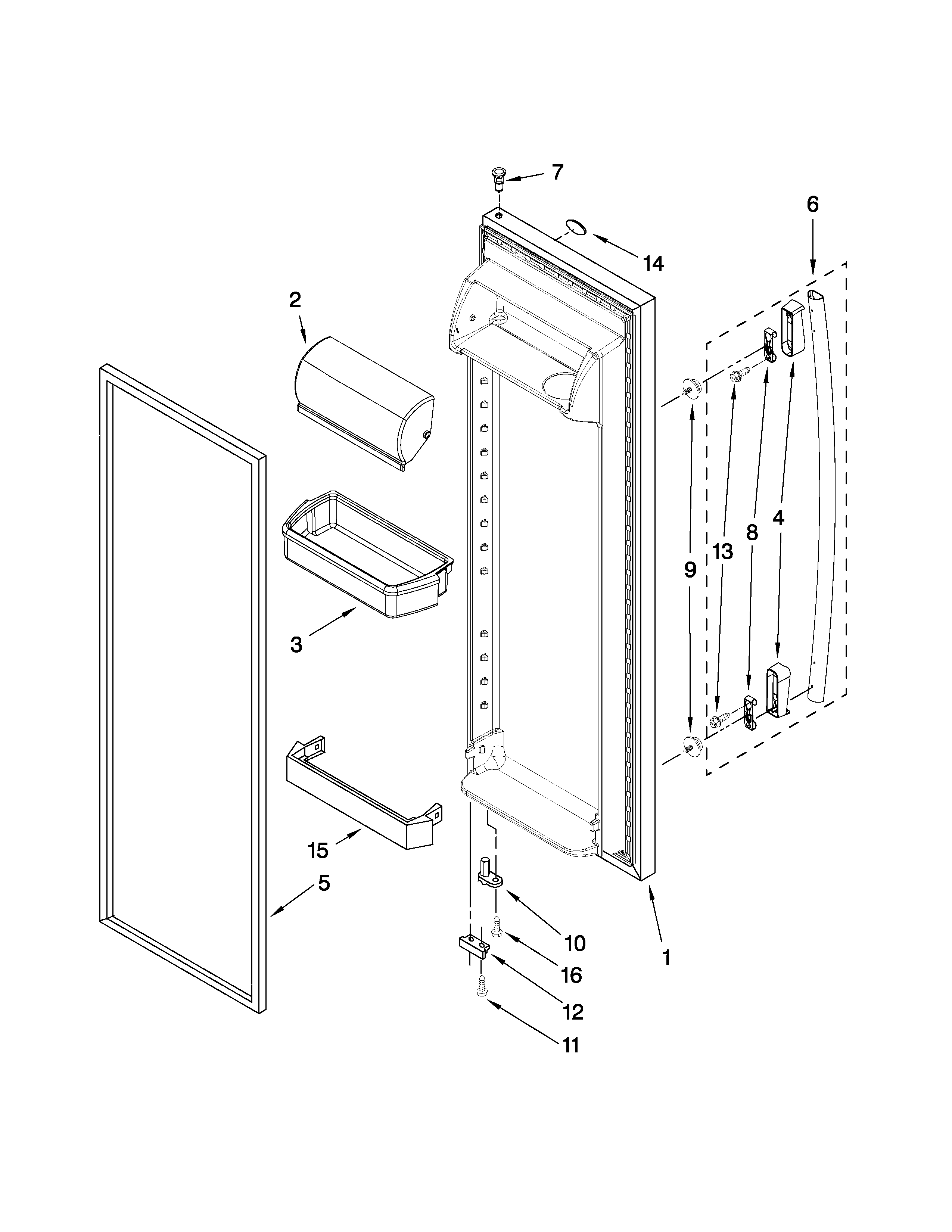 Whirlpool ED5FVGXWS02 refrigerator door parts diagram