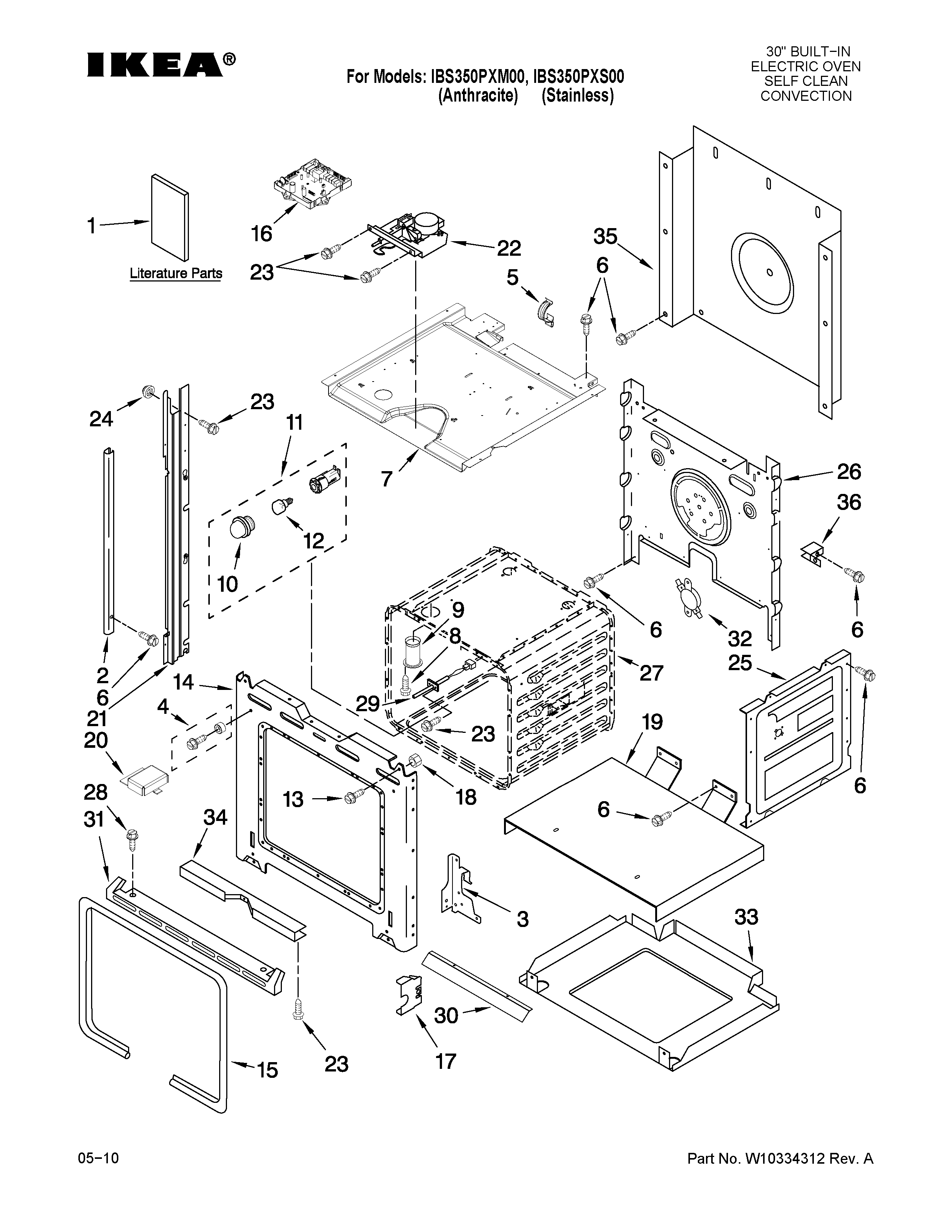Ikea IBS350PXM00 oven parts diagram