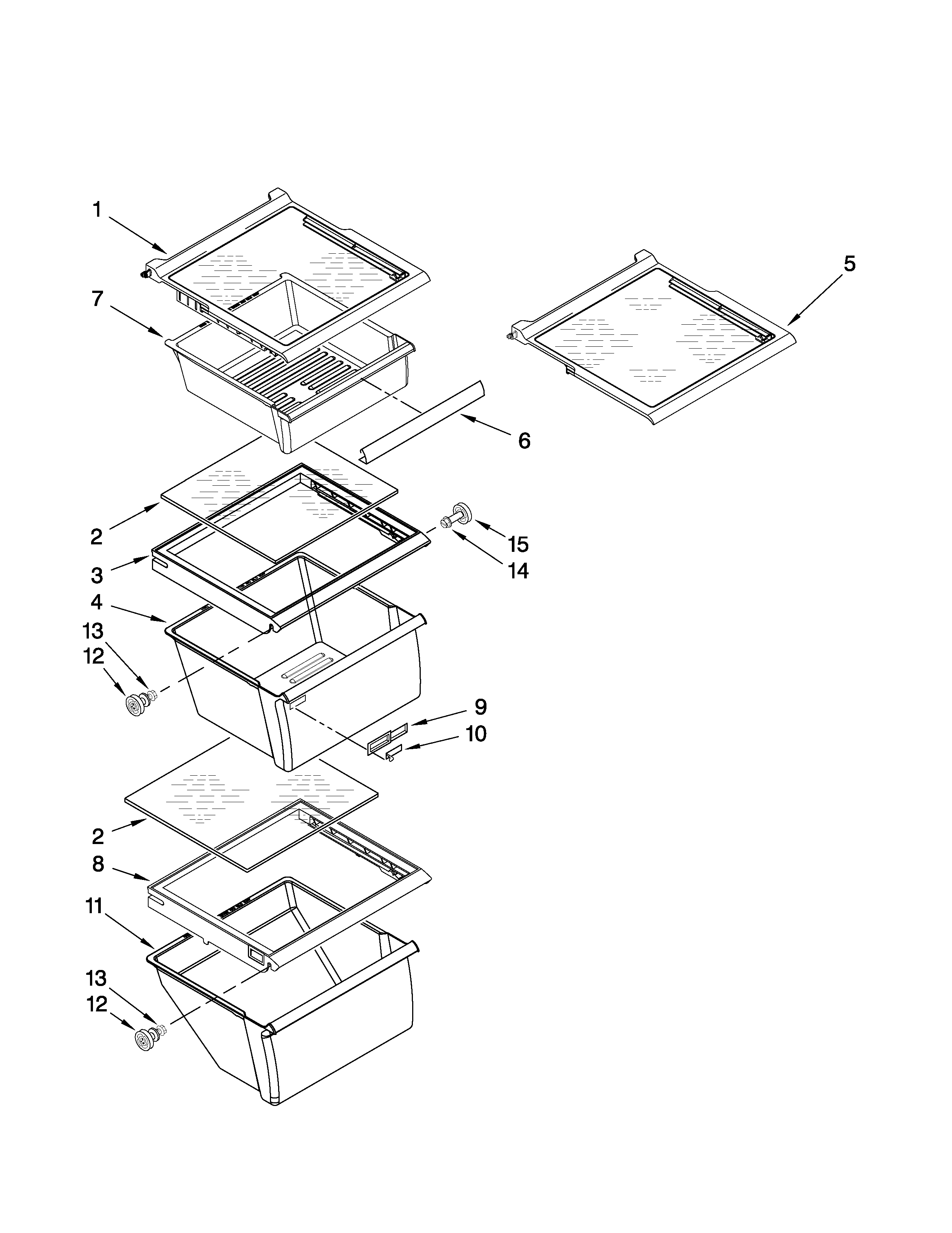 Whirlpool ED5GVEXVD03 refrigerator shelf parts diagram