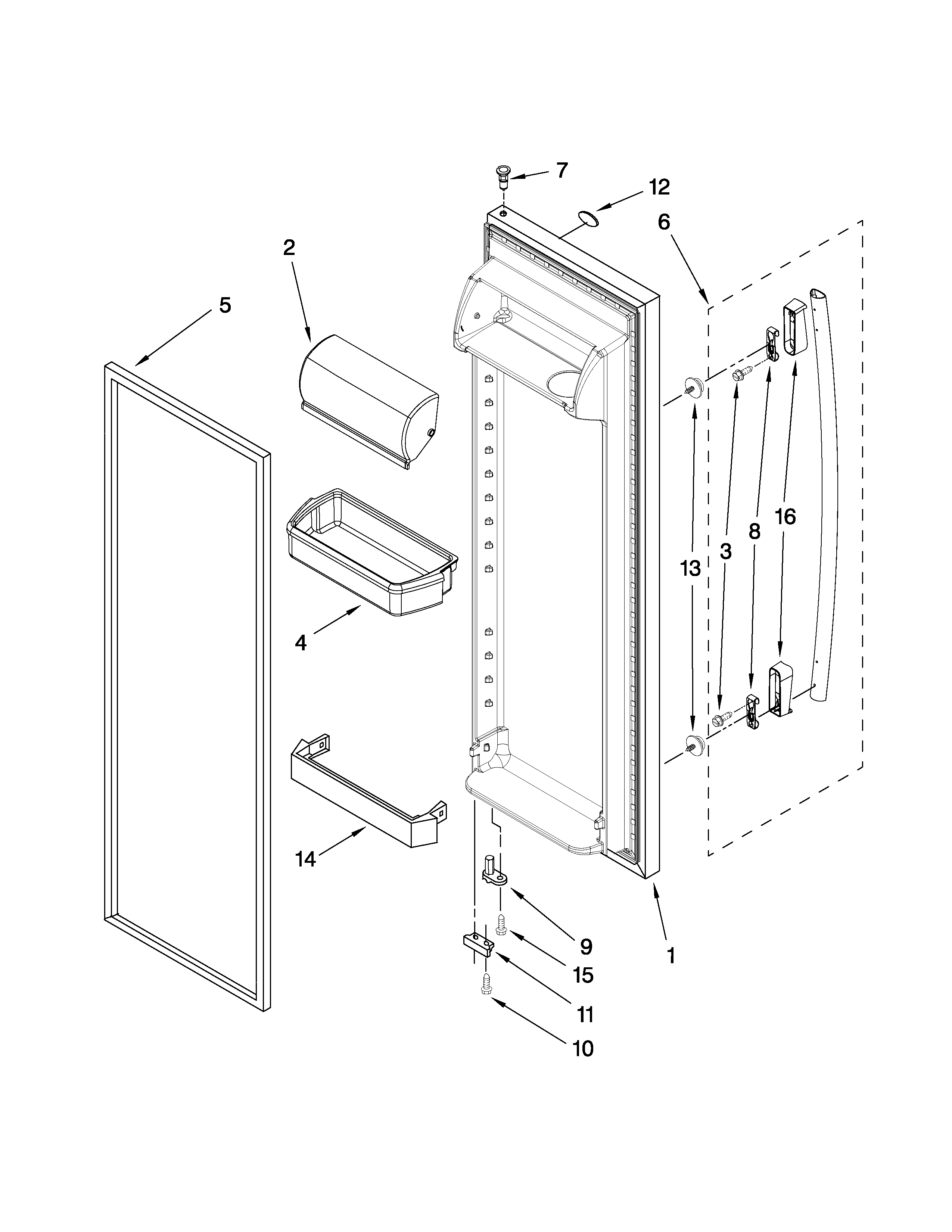 Whirlpool ED5GVEXVD03 refrigerator door parts diagram