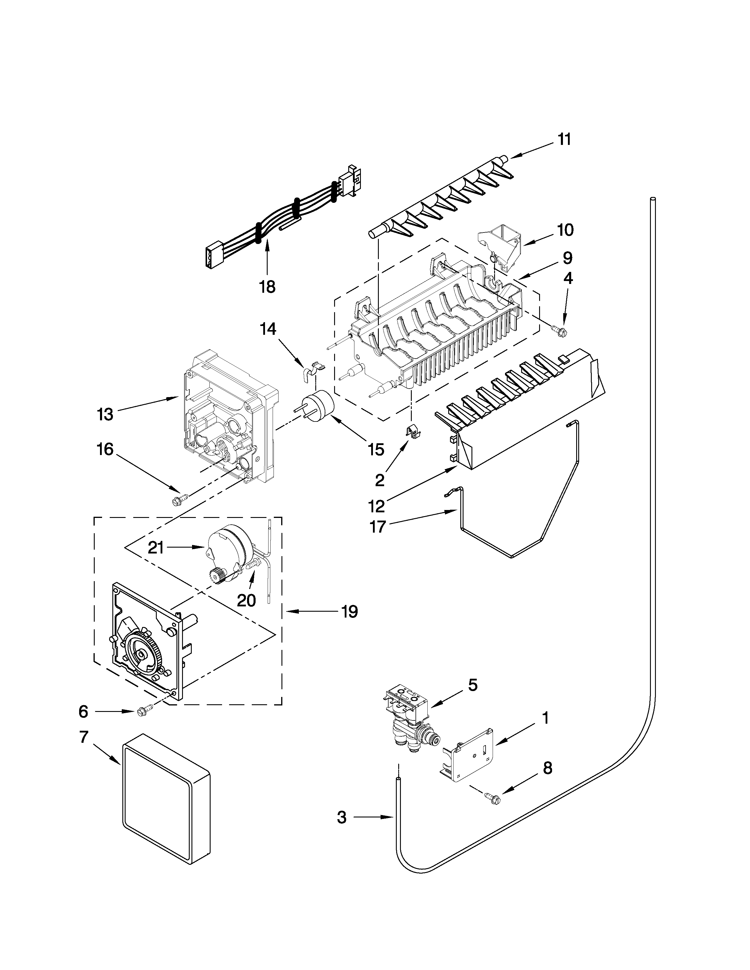 Whirlpool WSF26D3EXY00 icemaker parts diagram
