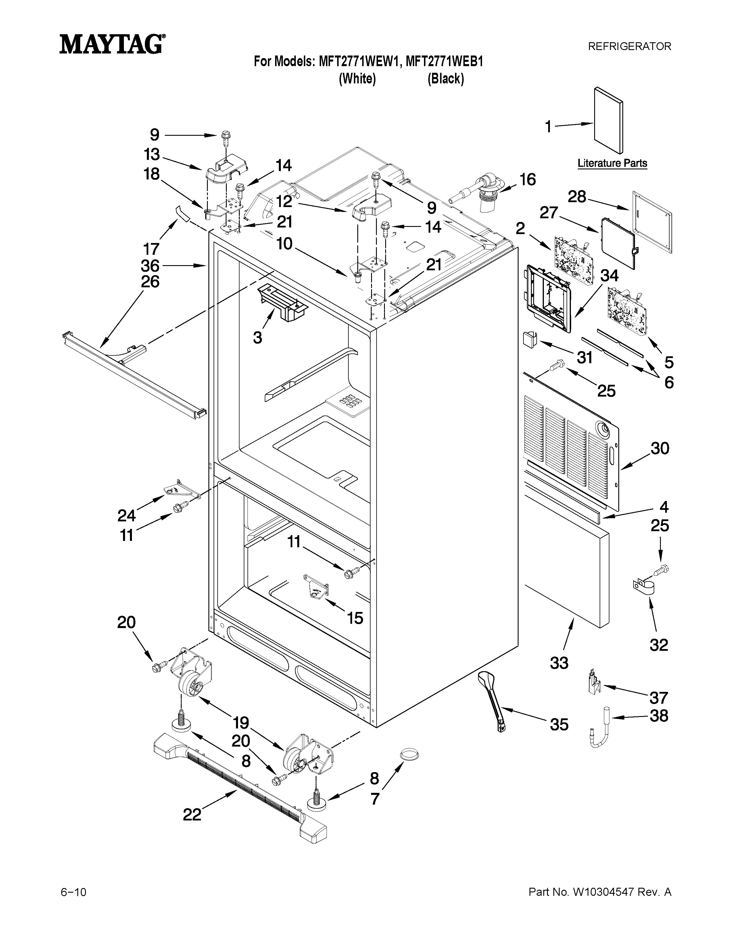 Maytag MFT2771WEW1 cabinet parts diagram
