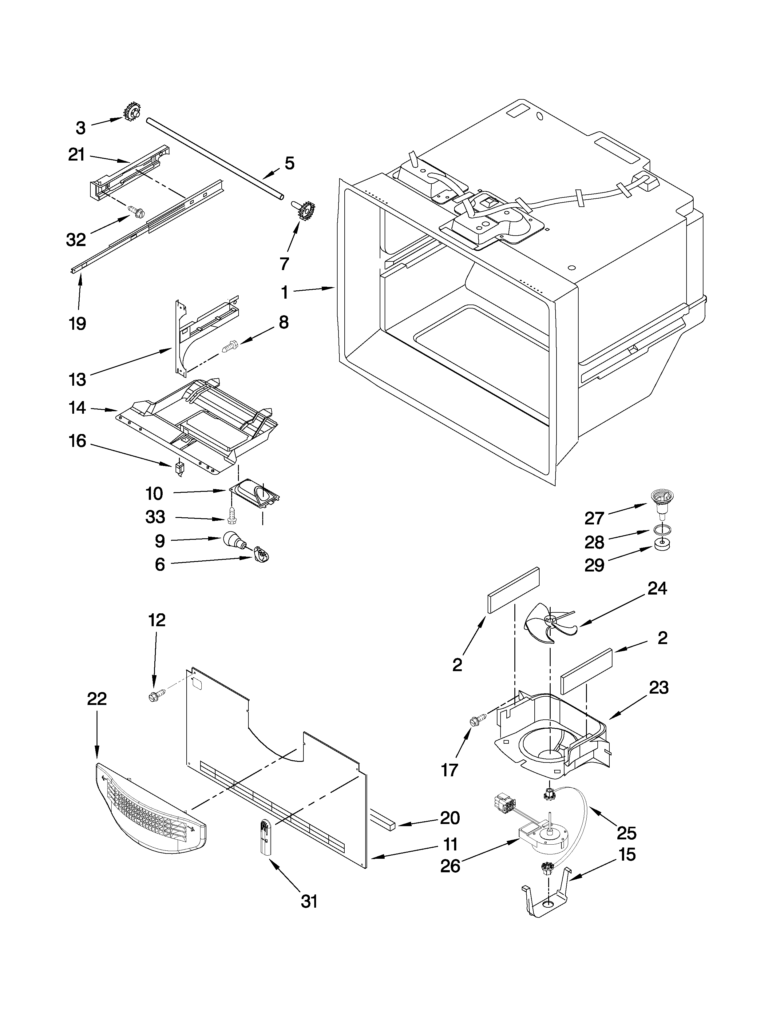 Maytag MFT2771WEW1 freezer liner parts diagram