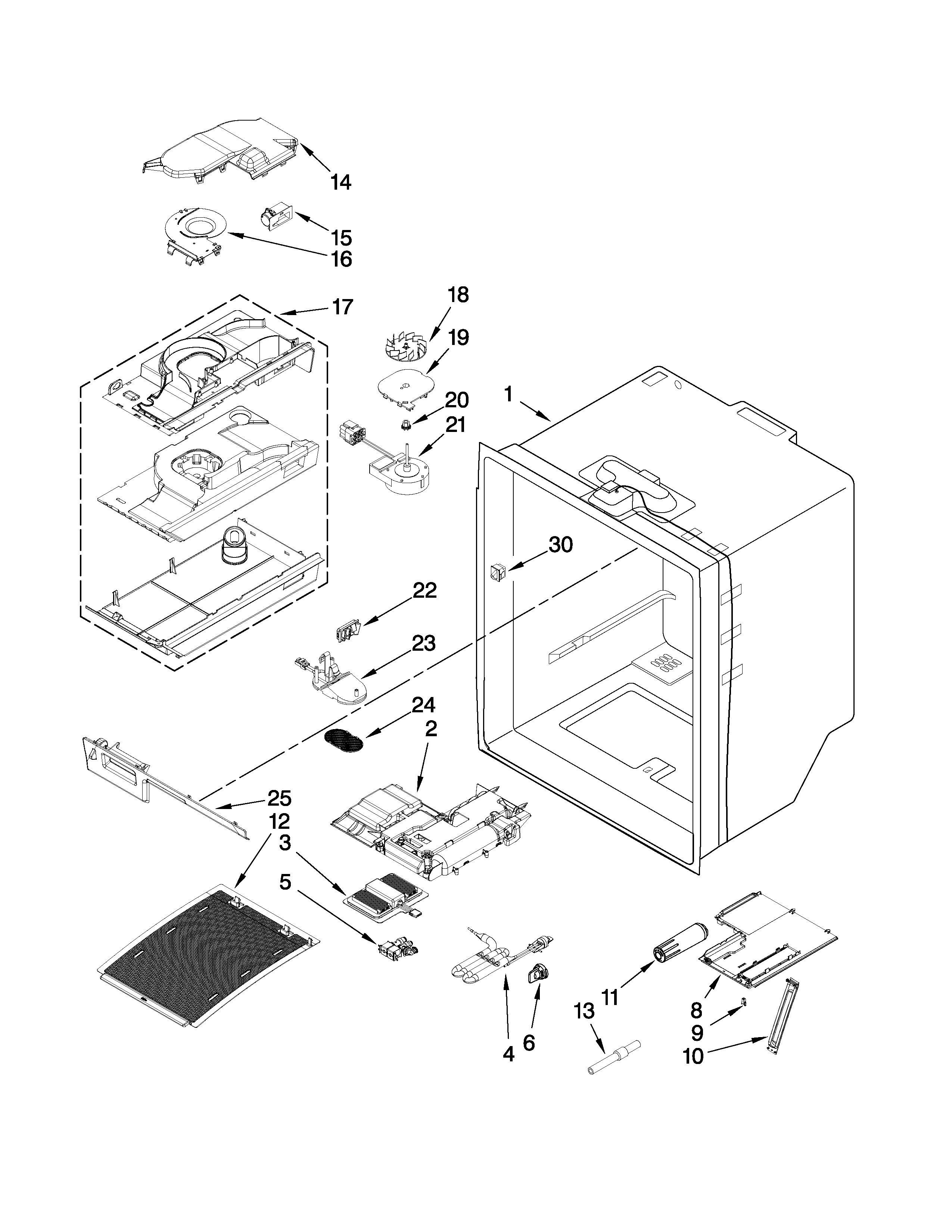 Maytag MFT2771WEW1 refrigerator liner parts diagram