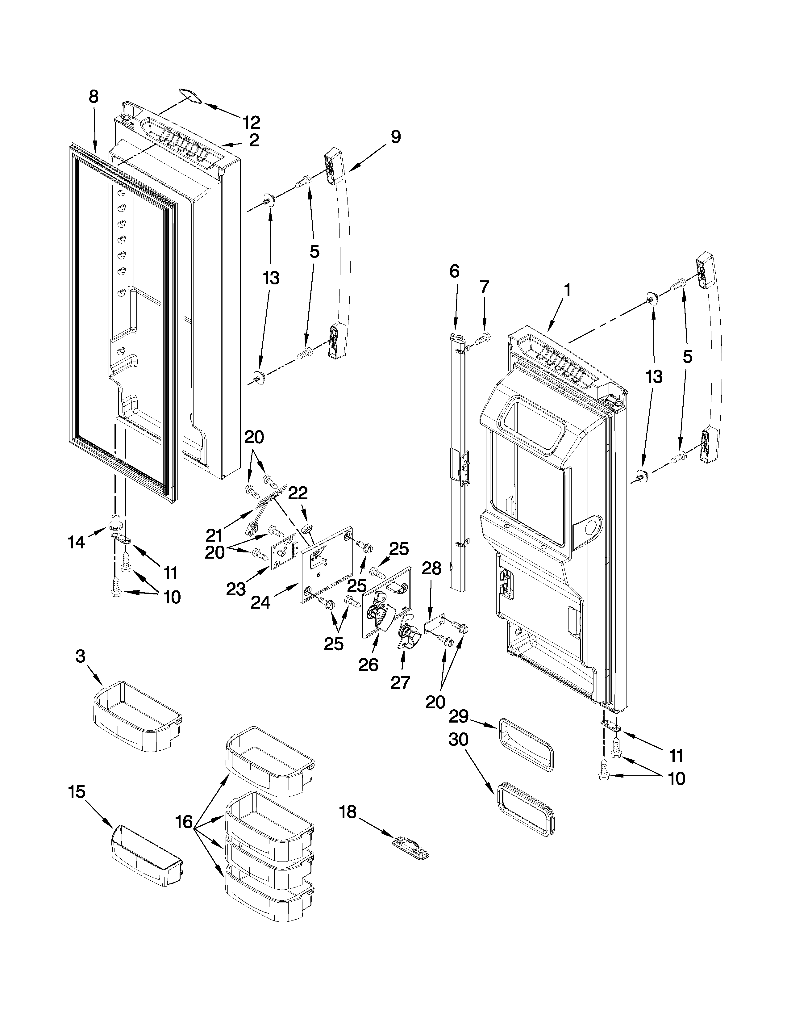Maytag MFT2771WEW1 refrigerator door parts diagram