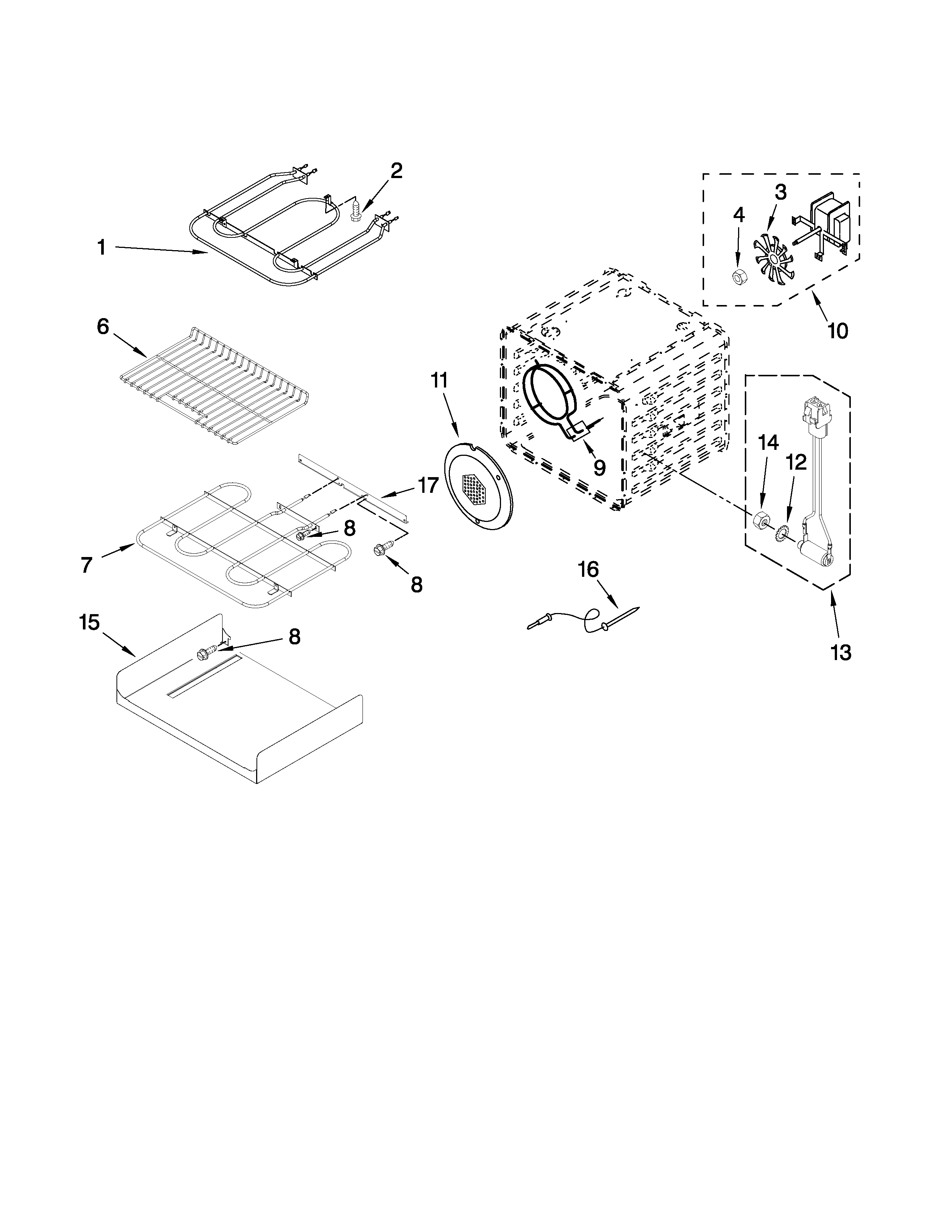 KitchenAid KEBC147VSS02 internal oven parts diagram