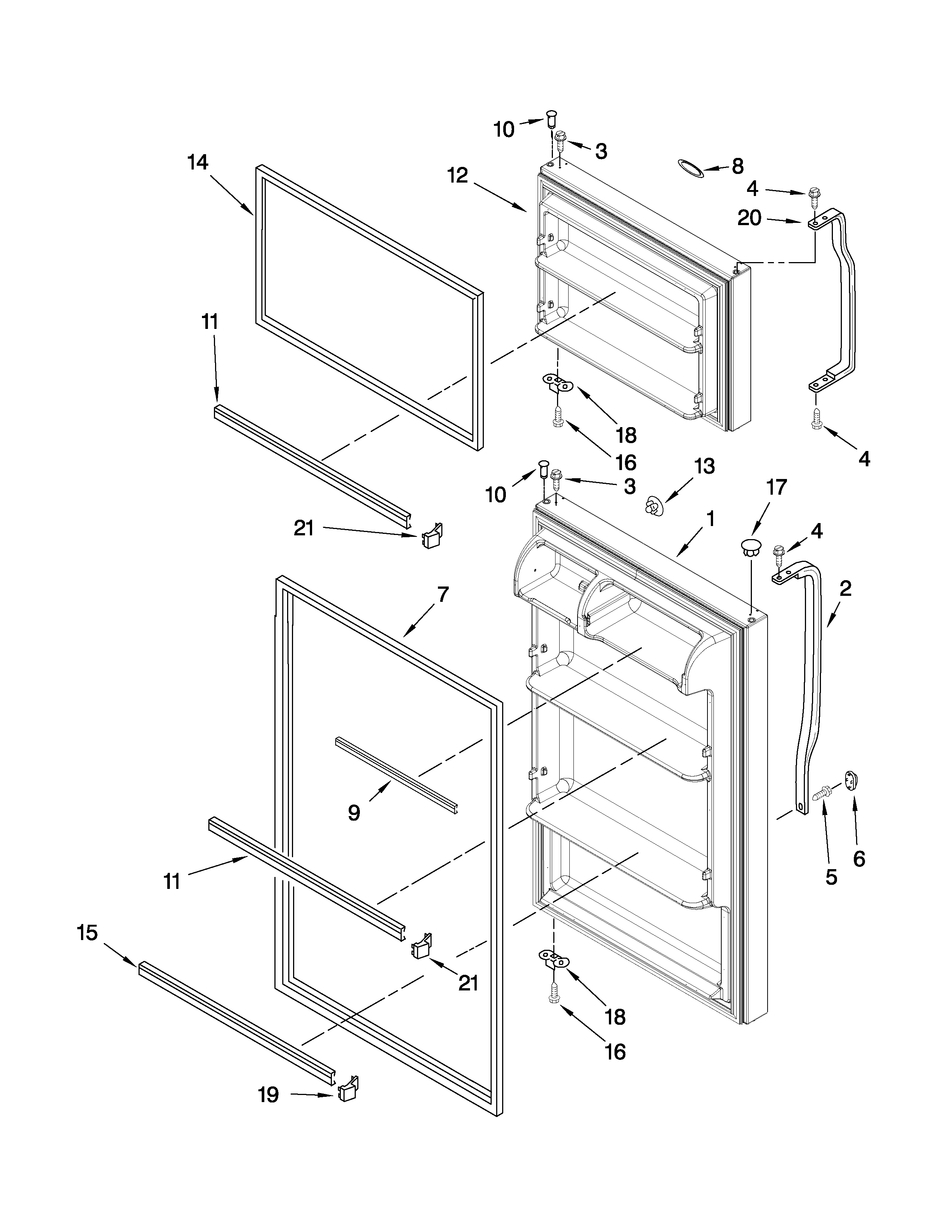 Whirlpool W4TXNGFWQ01 door parts diagram
