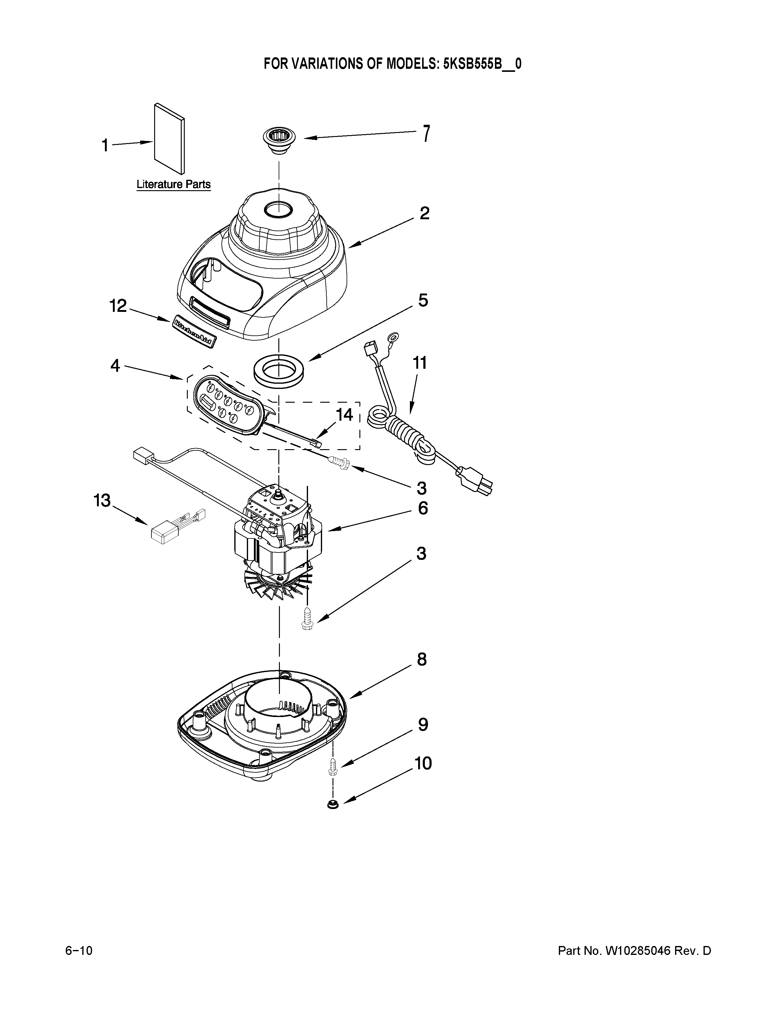 KitchenAid 5KSB555BOB0 unit parts diagram